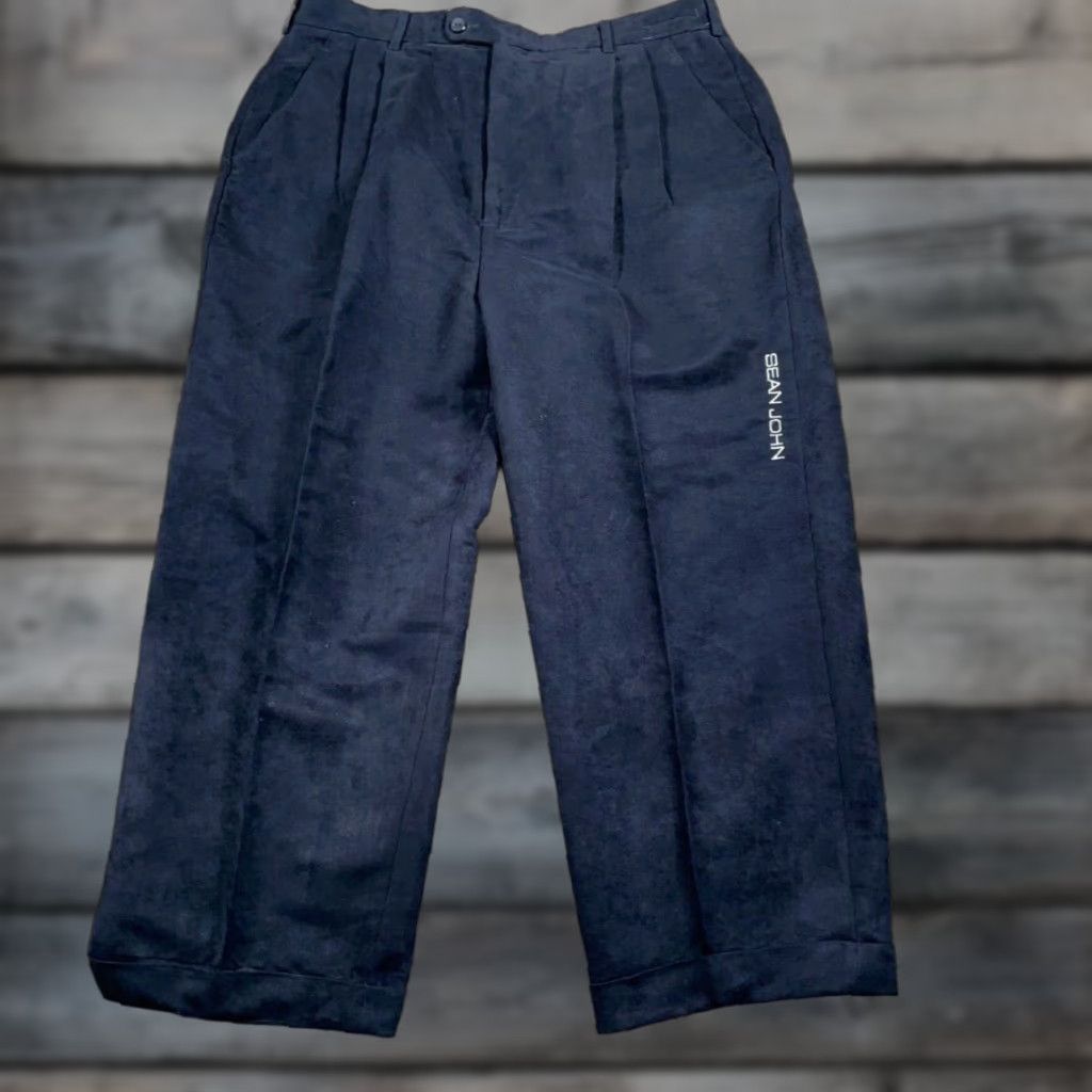 Sean John VTG Sean John Pleated Baggy Fit Pants Men's 35 x 25 Black Embroidered Cuffed Size US 35 - 1 Thumbnail