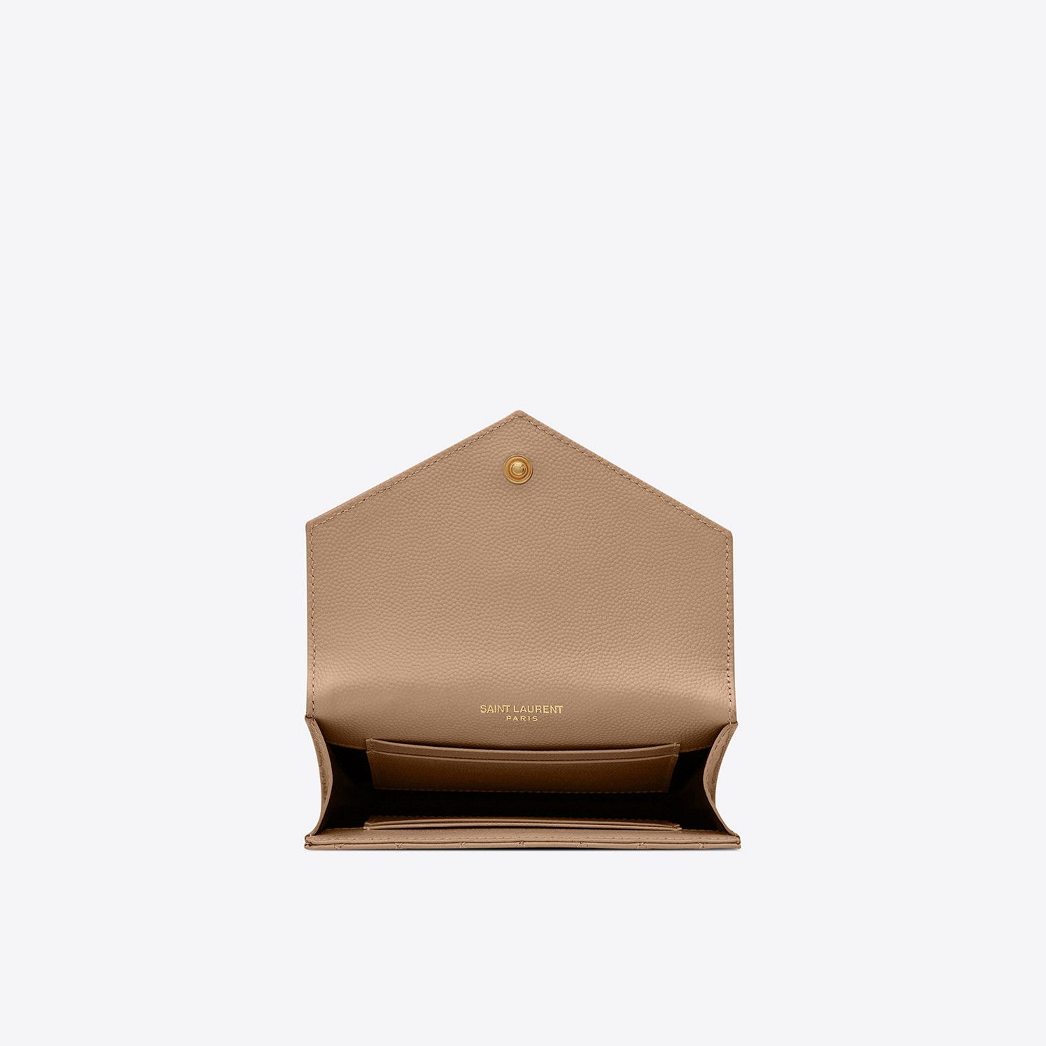 Saint Laurent Paris o1b1hav110125 Size: OS / Envelope Flap Card Case Dark Beige Size ONE SIZE - 4 Thumbnail