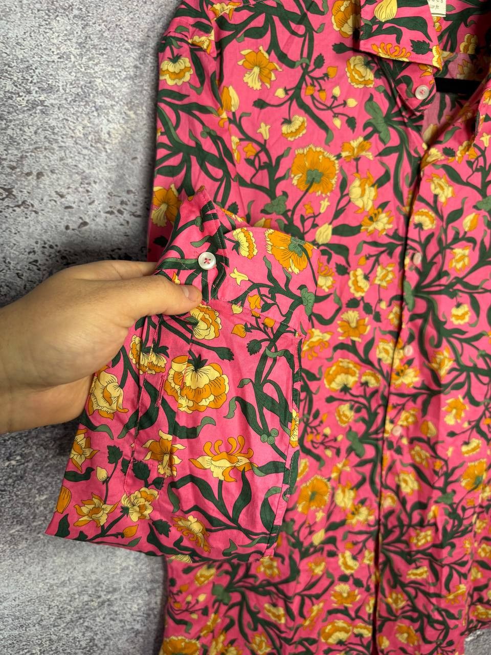 Designer × Vintage Xacus Size 17/43 Evolution Fit Pink Shirt Floral Print Size US L / EU 52-54 / 3 - 7 Thumbnail