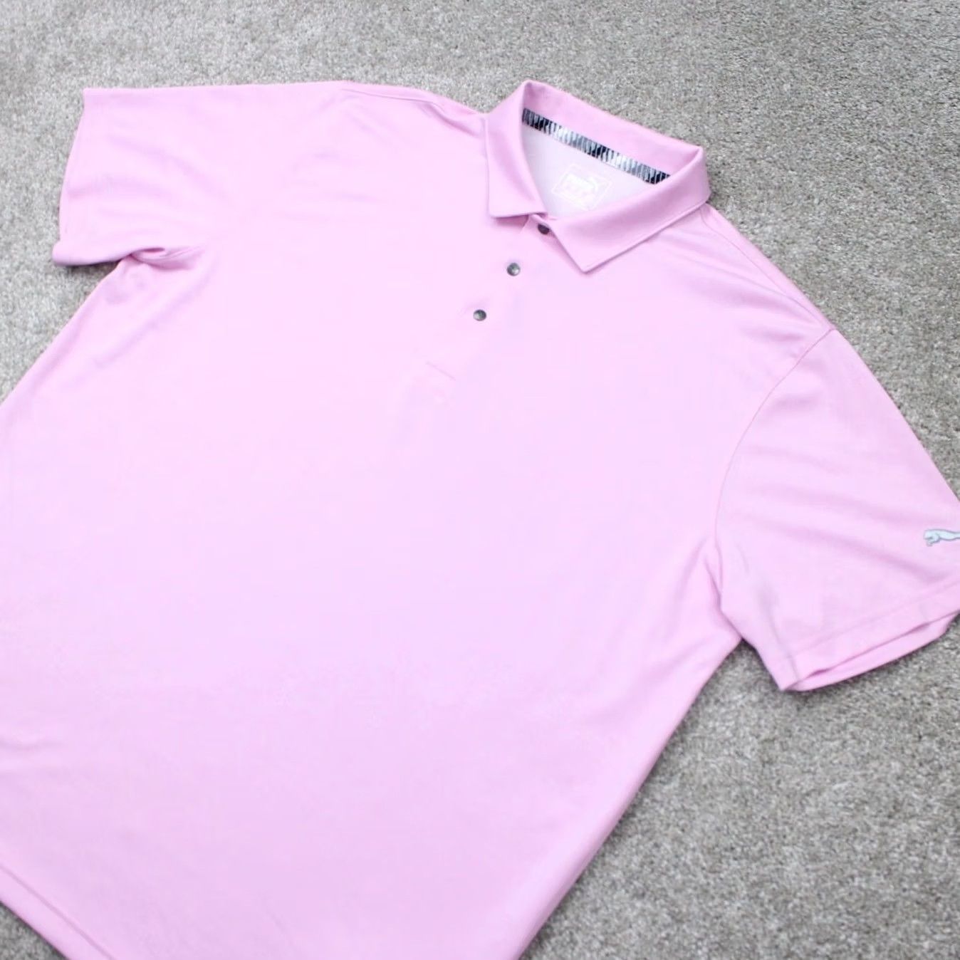 Puma PUMA Polo Shirt Mens XL Pink Polyester Blend Short Sleeve Button Collar Sports Golf Logo Size US XL / EU 56 / 4 - 3 Thumbnail