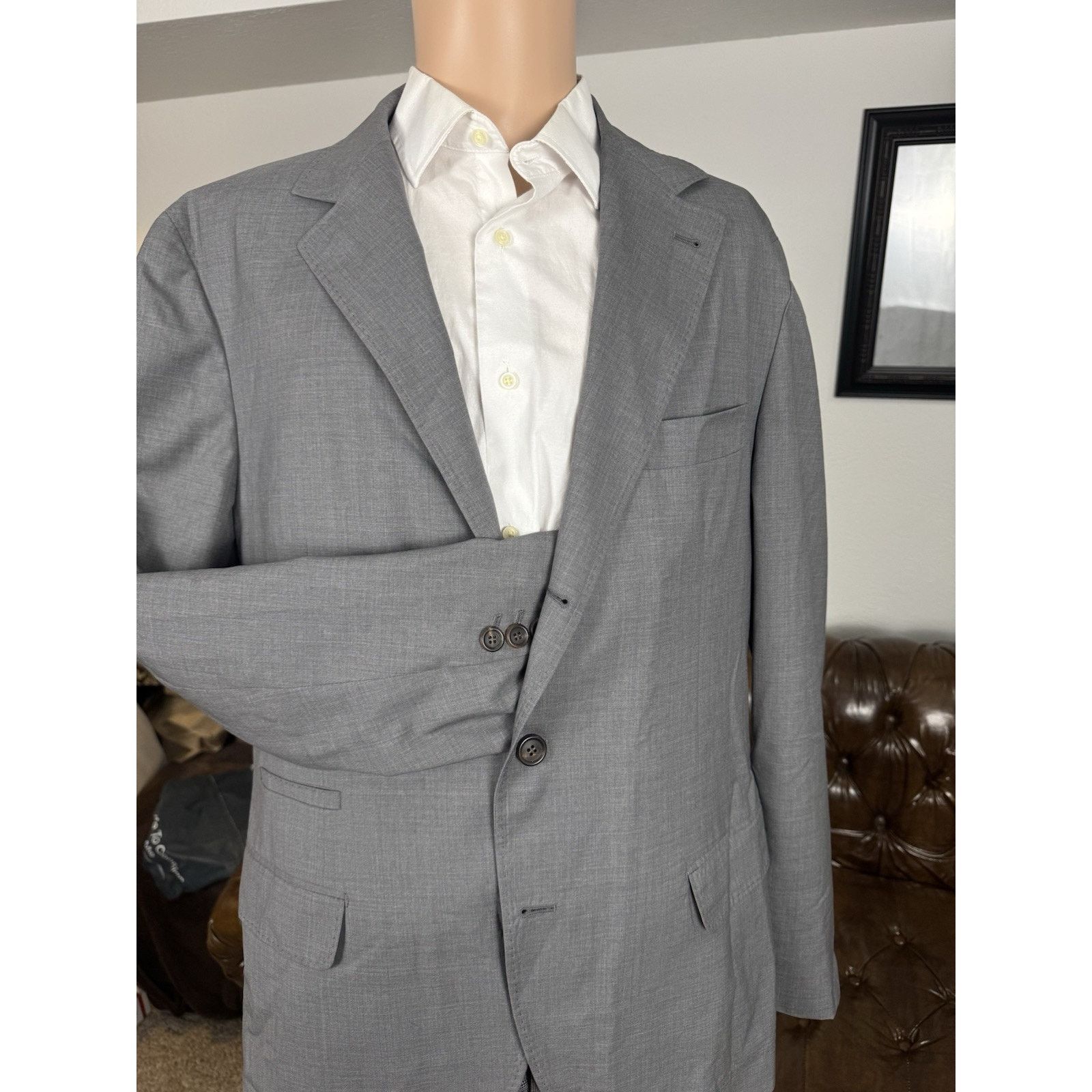 Brunello Cucinelli Brunello Cucinelli Gray Wool Silk Blazer 54/44 Light Size 44R - 3 Thumbnail