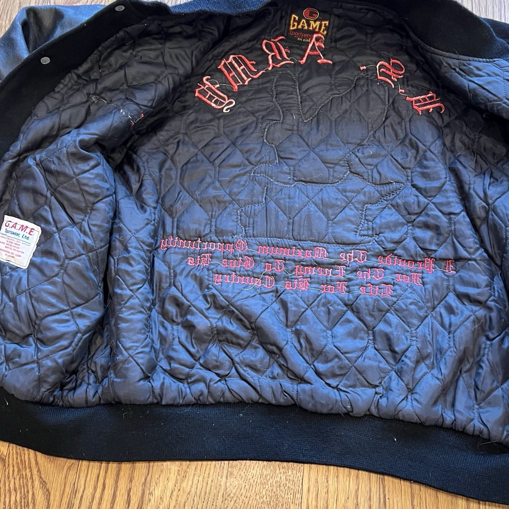 Vintage VINTAGE Men's Army Varsity Jacket Wool Leather Bomber Coat Sz Large Black Casual Winter Sportswear Size US L / EU 52-54 / 3 - 6 Thumbnail