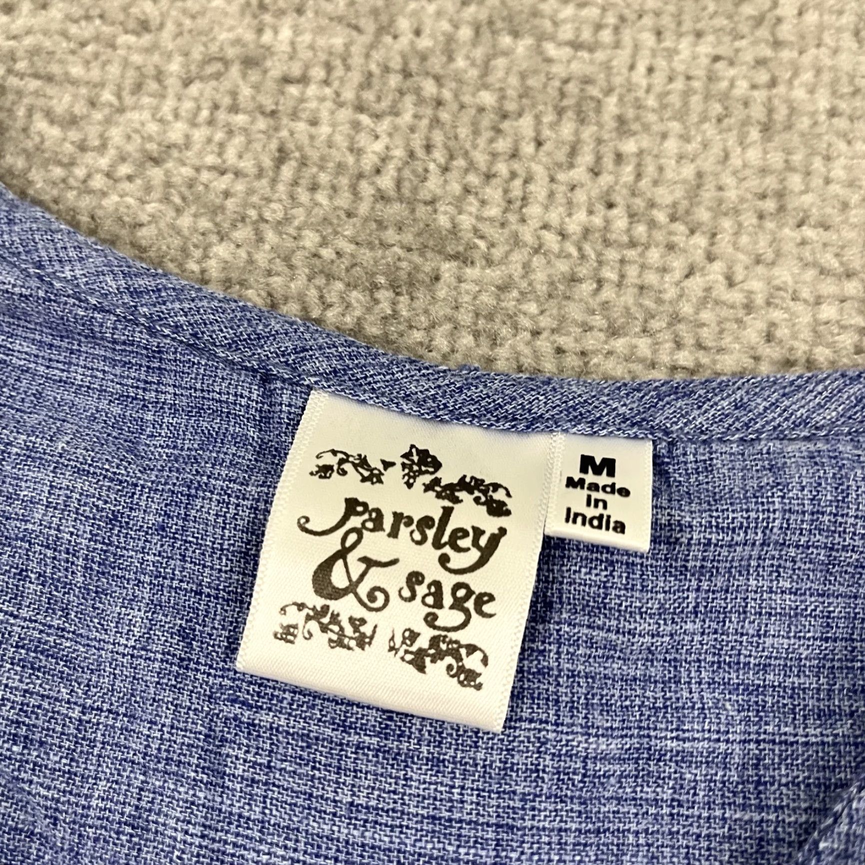 Vintage Parsley & Sage Blouse Womens Medium Blue Floral Embroidered 3/4 Sleeve Boho Casual Size M / US 6-8 / IT 42-44 - 3 Thumbnail