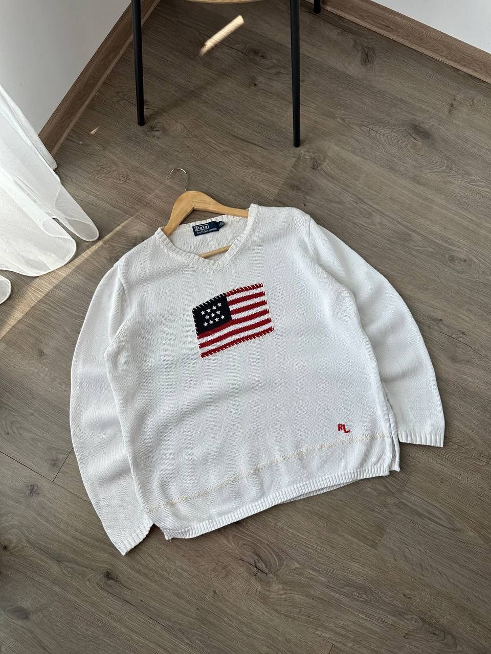 Polo Ralph Lauren Vintage Polo Ralph Lauren White USA Flag Sweater Size US S / EU 44-46 / 1 - 8 Thumbnail