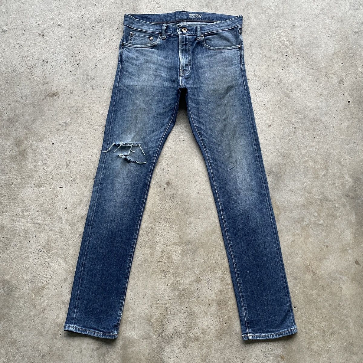 image of Vintage Selvedge Japanese Distressed Faded Jeans Denim Pants in Faded Blue, Men's (Size 33)