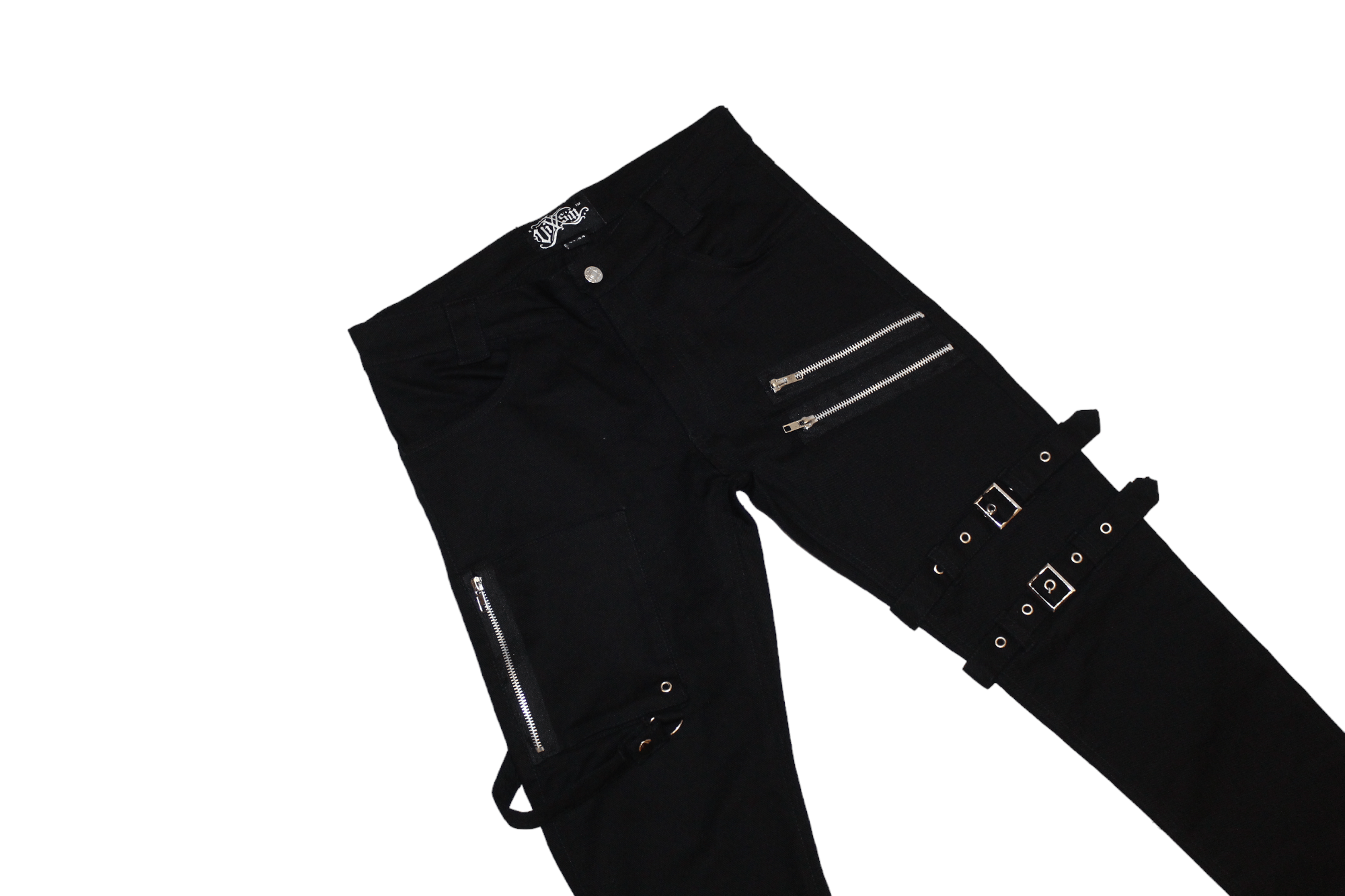 Hysteric Glamour 💥 Vixxsin Steampunk Bondage Black Stretch Pants Slim Fit Size US 32 / EU 48 - 3 Thumbnail