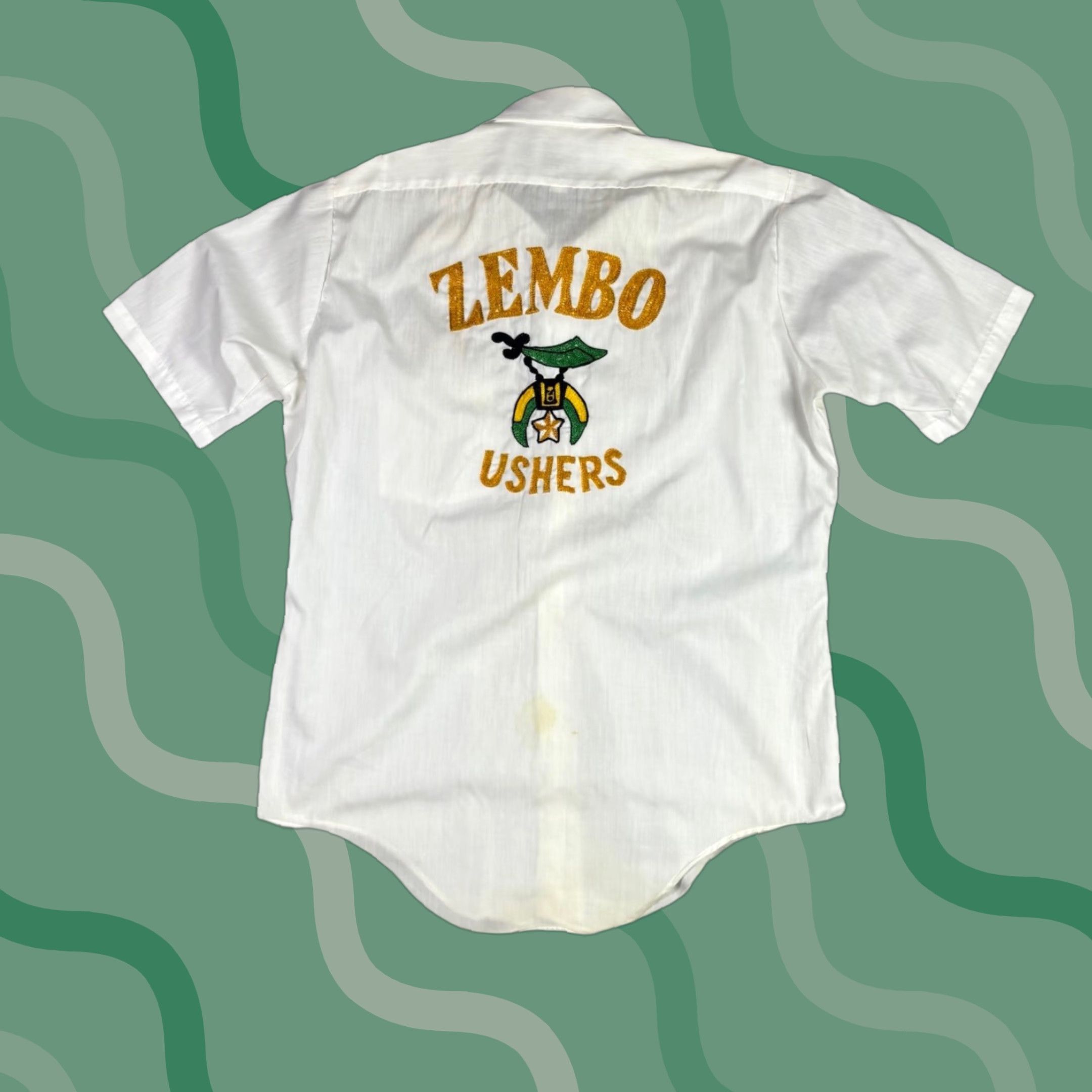 Vintage VINTAGE Zembo Ushers Shirt Button Up Chain Stitch White Size Large 1990s Size US L / EU 52-54 / 3 - 1 Thumbnail