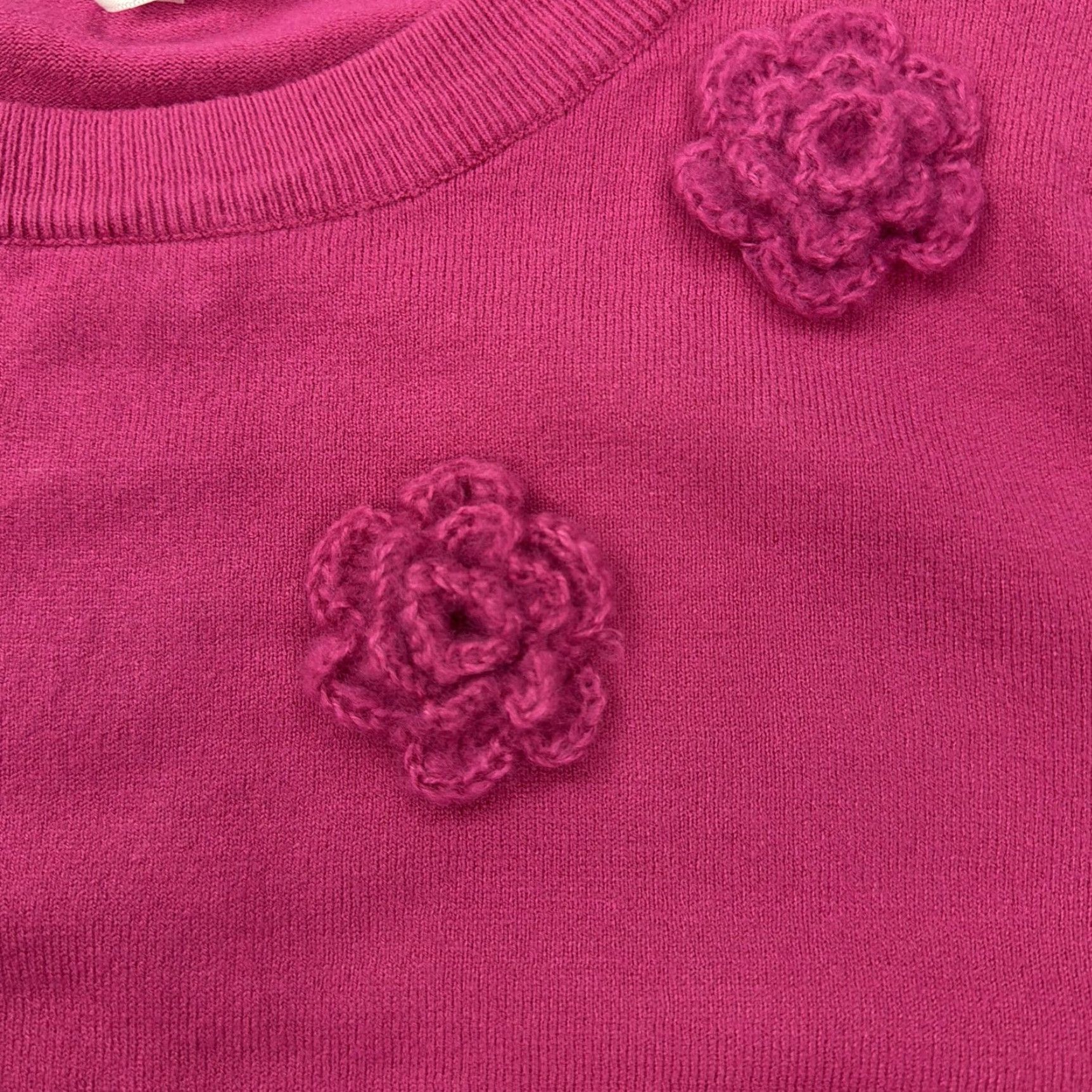 Vintage Vila Milano Sweater Womens Small Pink Hibiscus 3D Floral Rose Applique Knit Crochet Crew Neck Long Sleeve Shirt Women Pink Floral 3D Size S / US 4 / IT 40 - 3 Thumbnail