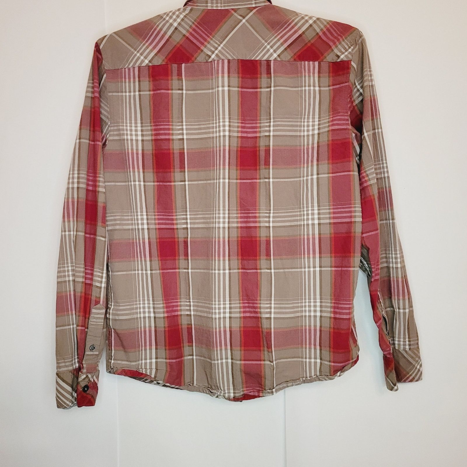 Calvin Klein Calvin Klein mens red and tan western plaid button up shirt Size US L / EU 52-54 / 3 - 2 Thumbnail