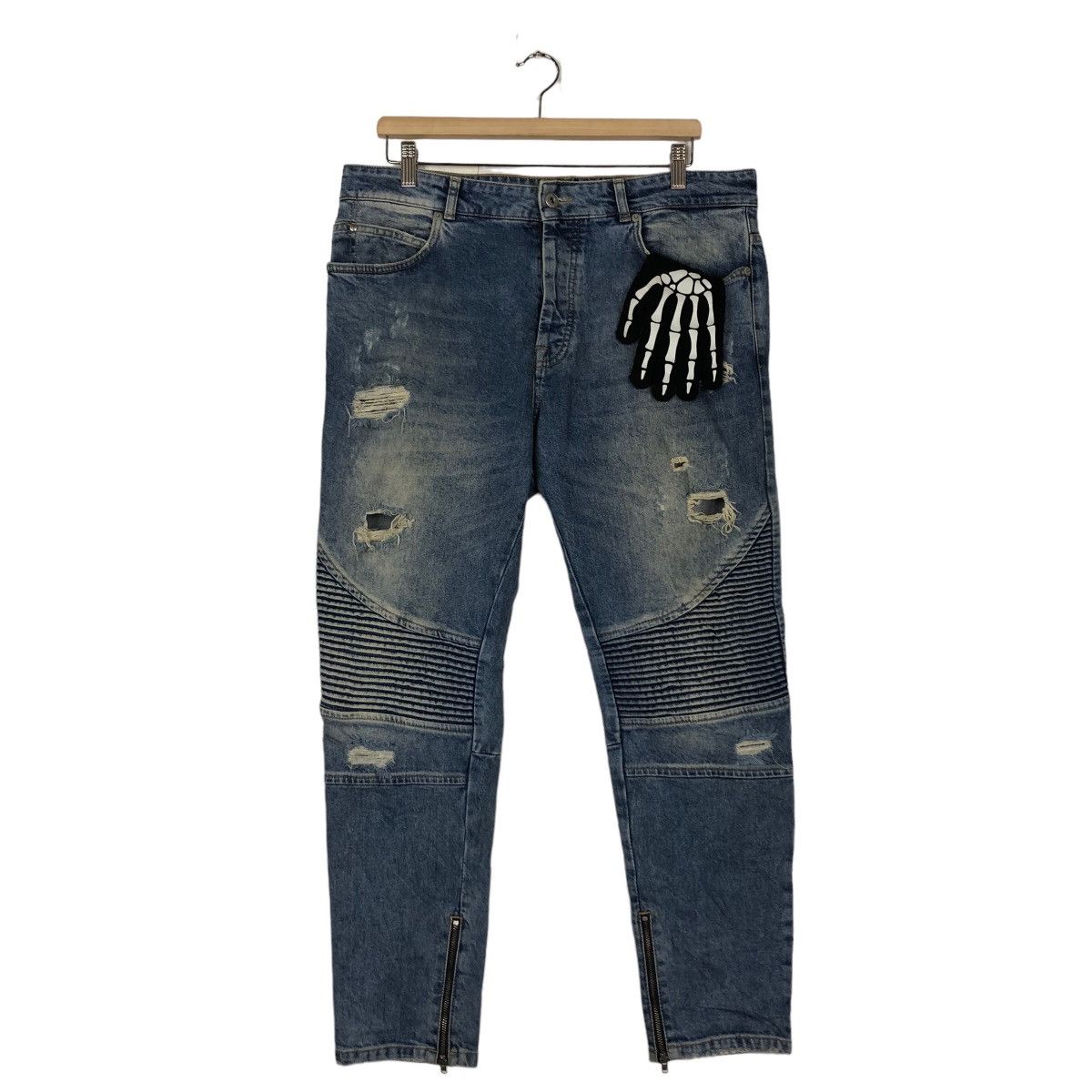 Japanese Brand 🔥Skinny Cutting Distressed Denim Jeans Zara Size US 36 / EU 52 - 2 Thumbnail