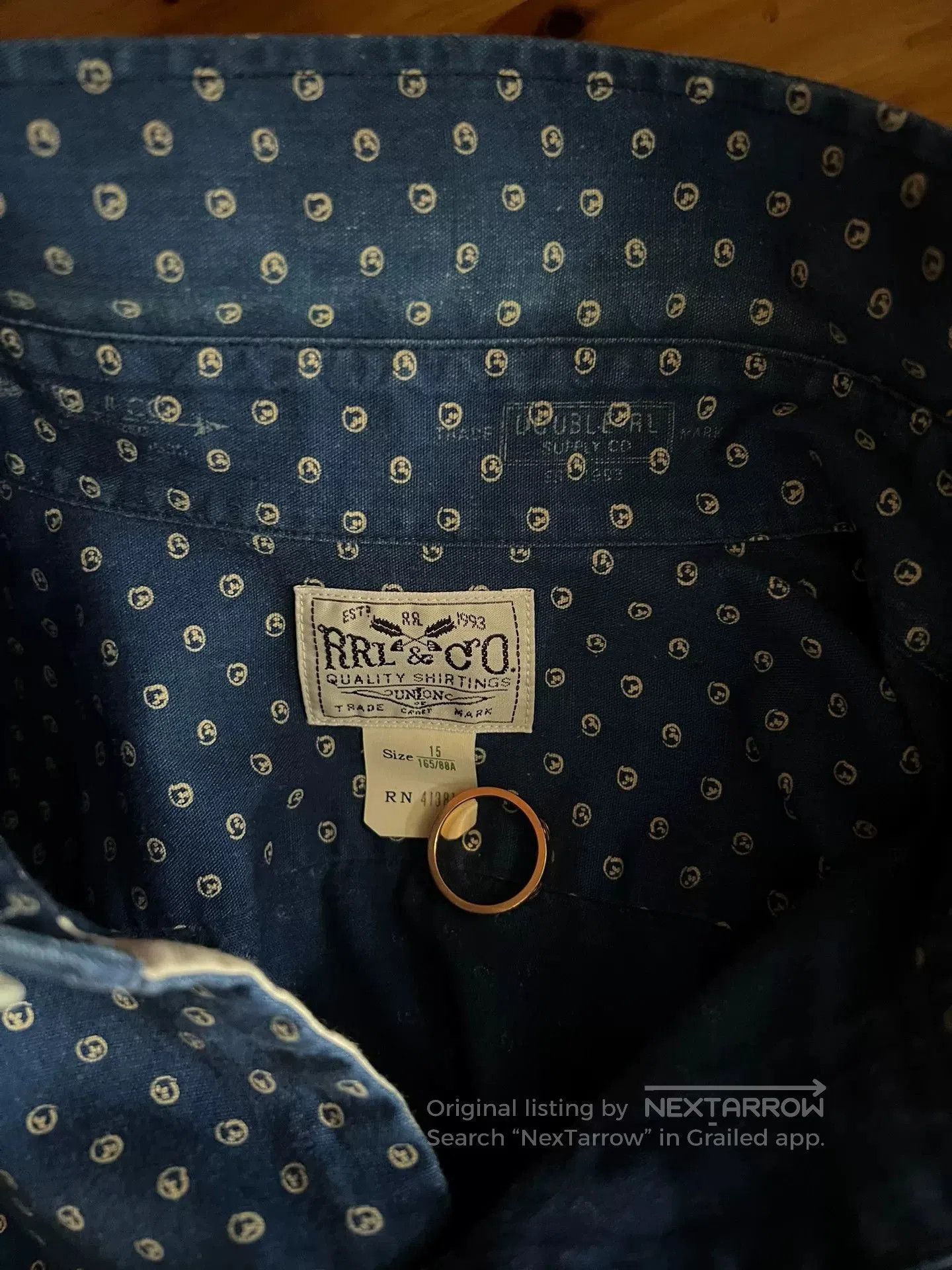 RRL Ralph Lauren stunning blue dye RRL button-up shirt. Size US M / EU 48-50 / 2 - 7 Thumbnail