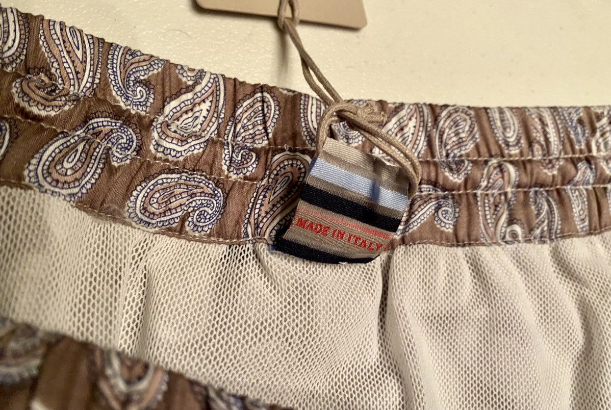Brioni Brioni 🇮🇹 Taupe Paisley Logo Embroider Resort Trunks XXL NWT Size US 39 - 10 Thumbnail