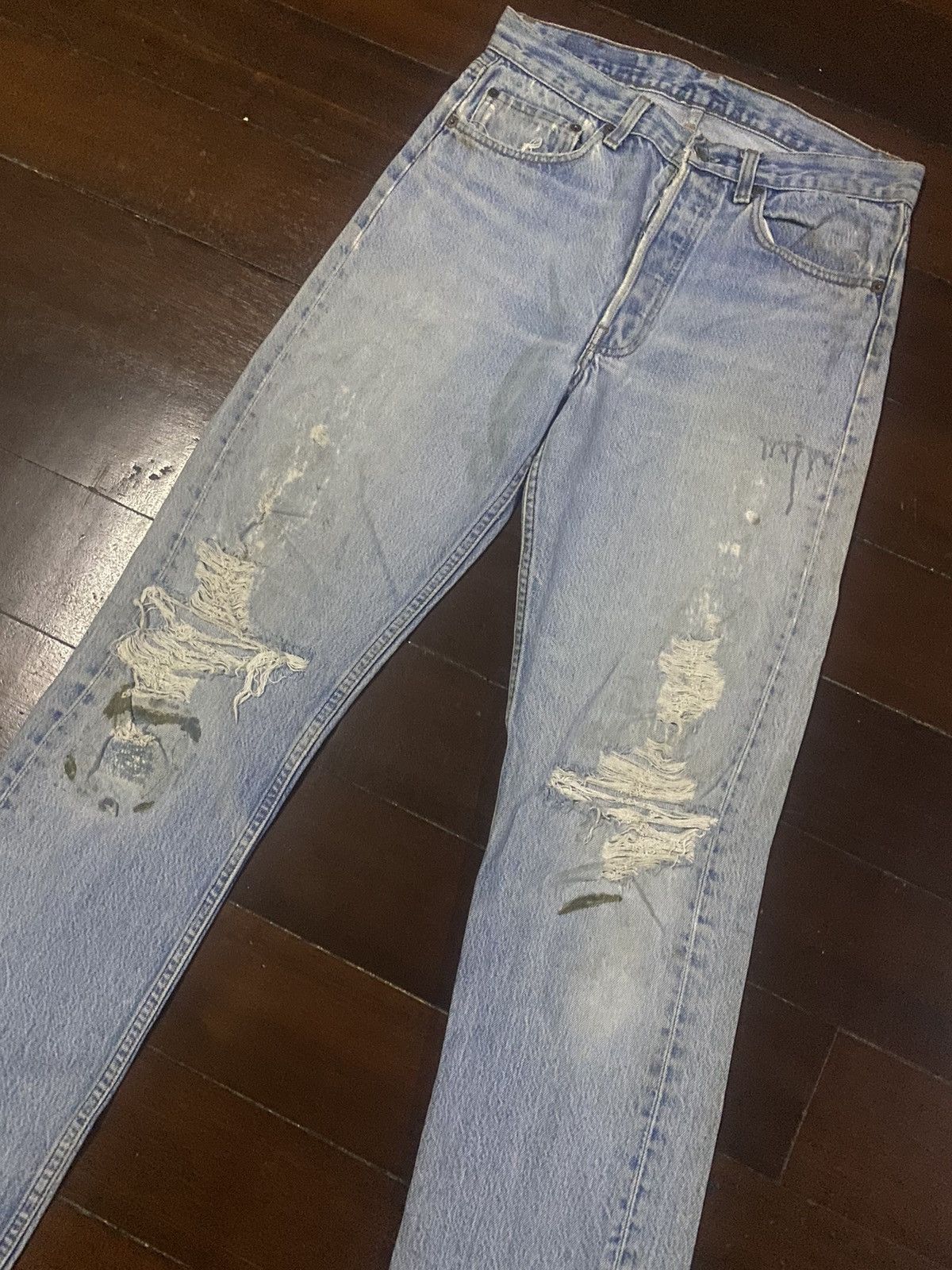 Levi's Vintage 80s Levis 501 Faded Blue Jeans distressed Size US 32 / EU 48 - 5 Thumbnail