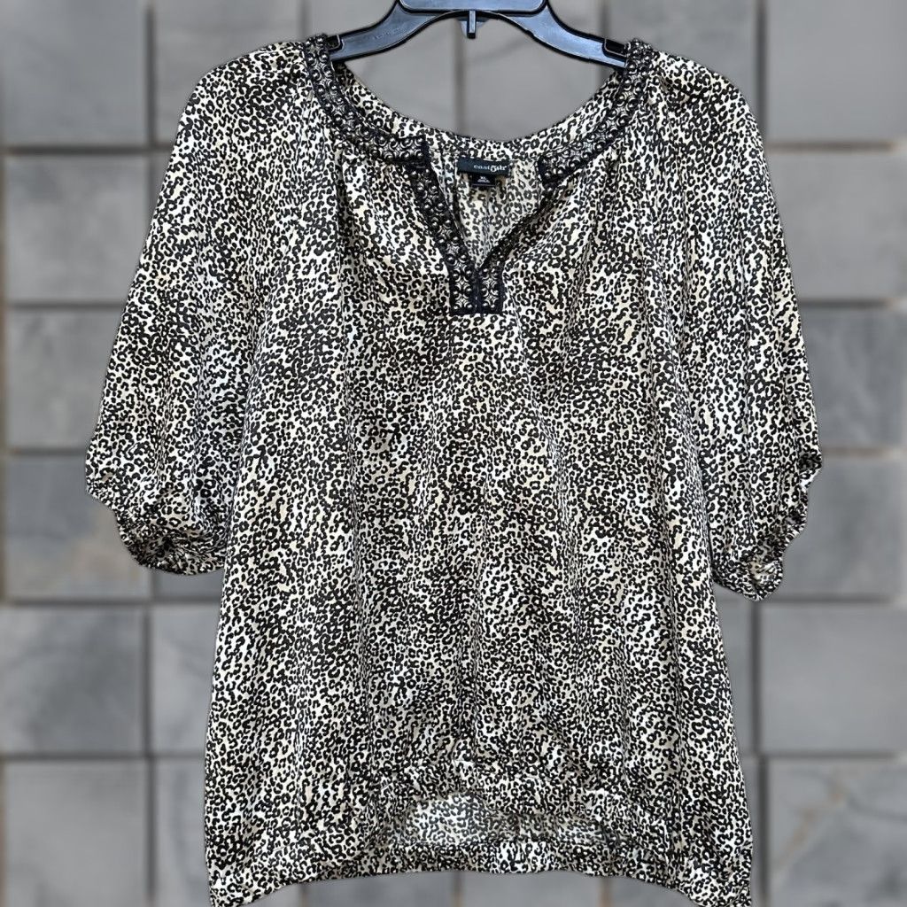 Vintage VINTAGE East 5th Blouse Womens XL Brown Animal Print Beaded Embellished Tunic Shirt Casual Size XL / US 12-14 / IT 48-50 - 1 Thumbnail