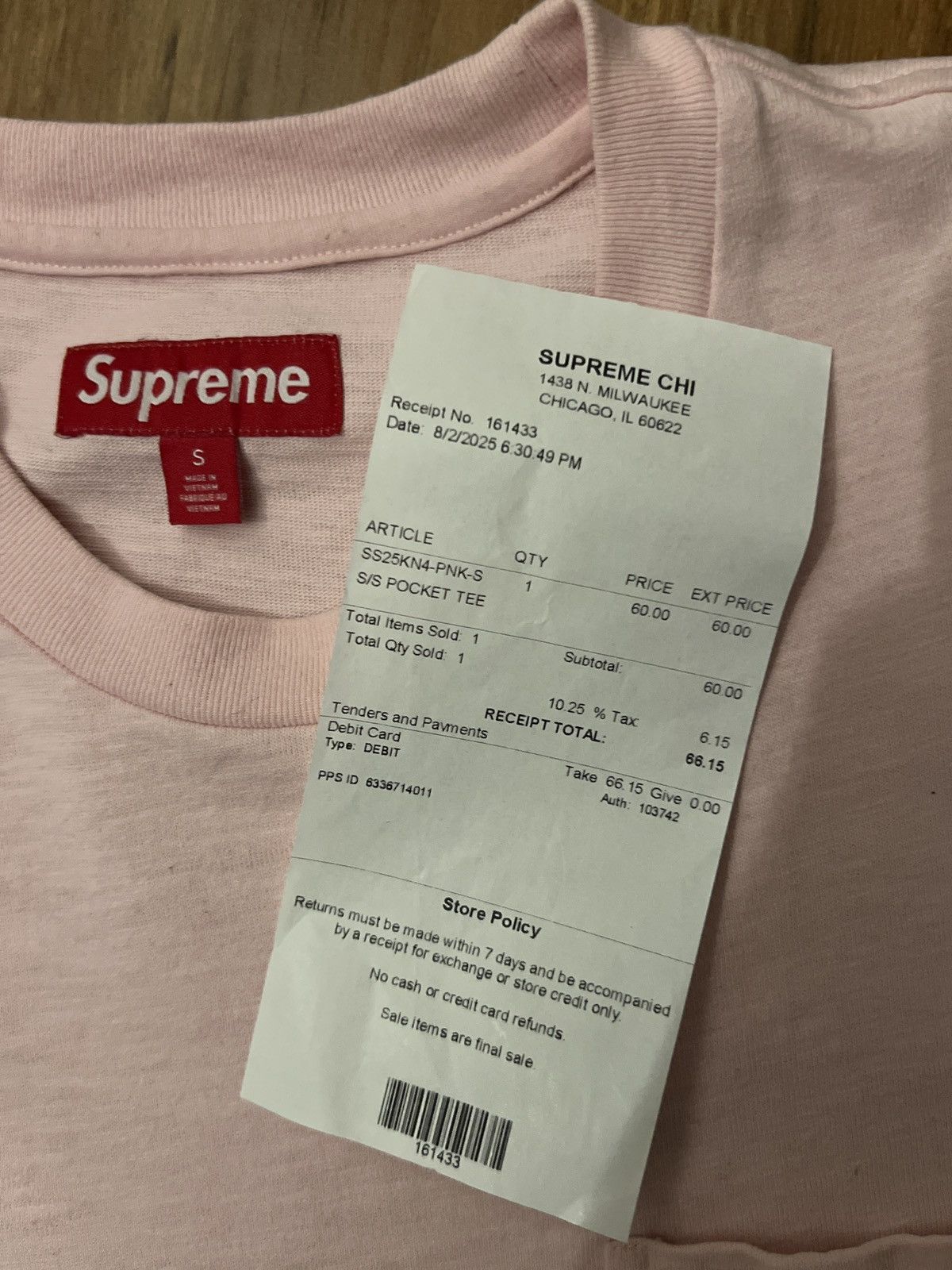 Supreme Pink Supreme Pocket Tee 🌸 Size US S / EU 44-46 / 1 - 4 Thumbnail