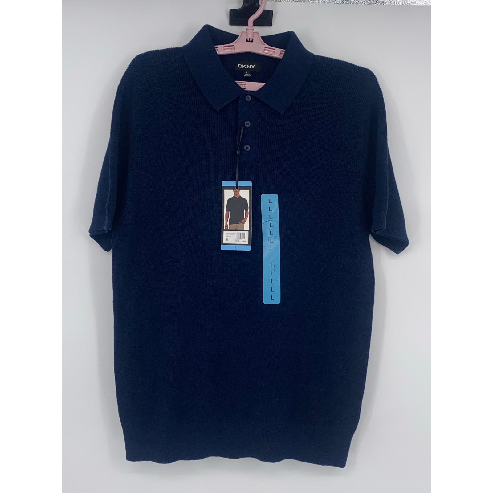 DKNY DKNY Men’s Sweater Polo Shirt Navy 100% Cotton Short Sleeve Size US L / EU 52-54 / 3 - 1 Thumbnail