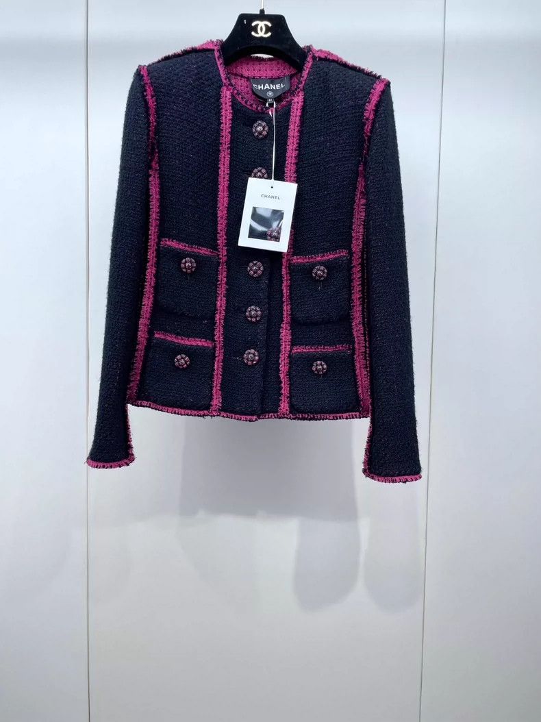 Chanel Chanel 22K black and pink tweed four-pocket jacket 2504-Nex Size XXS / US 00 / IT 34 - 1 Thumbnail
