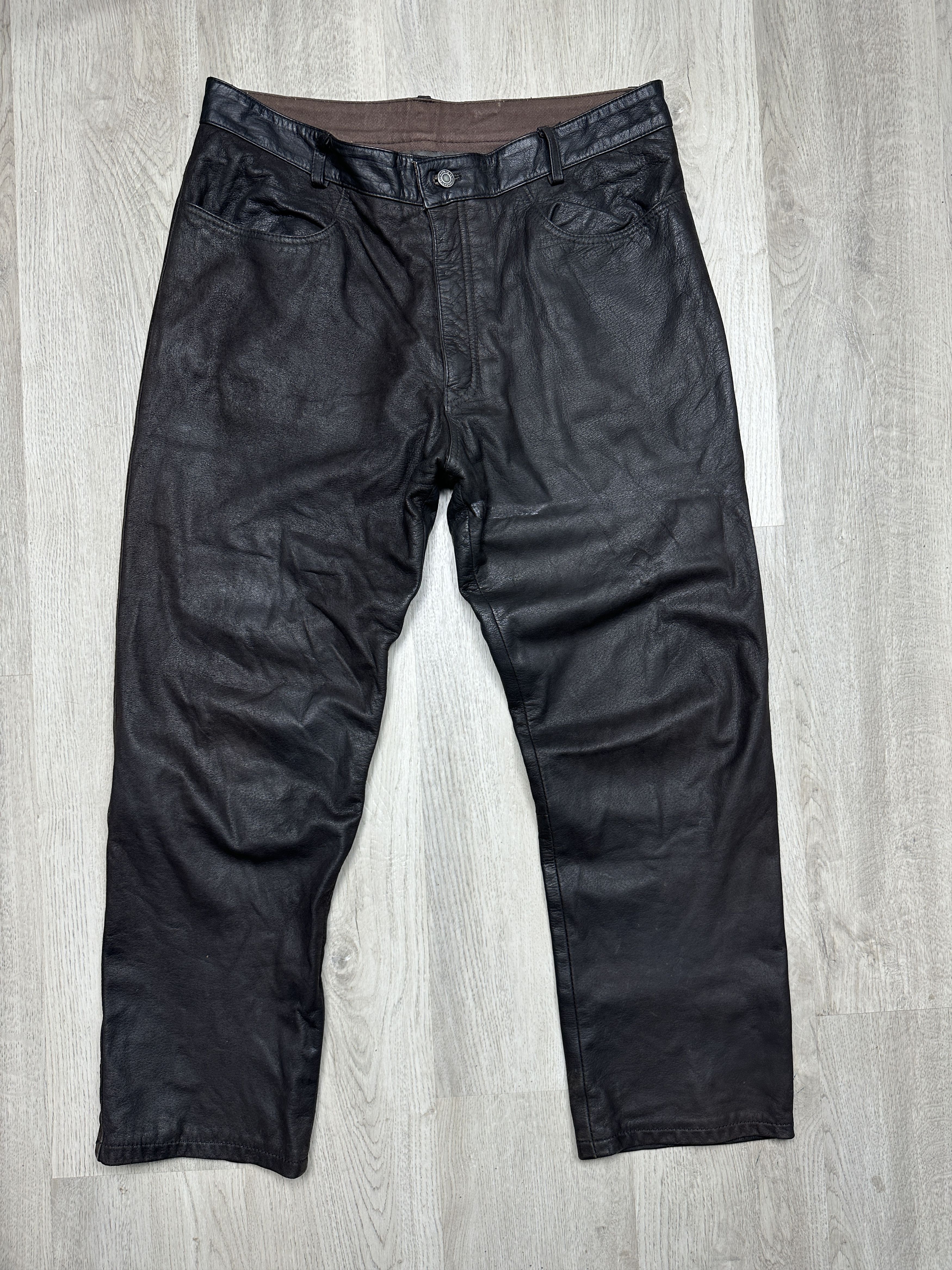 Genuine Leather Ashy Vintage Mens Genuine Leather Pants Biker Motorcycle Size US 38 / EU 54 - 1 Thumbnail