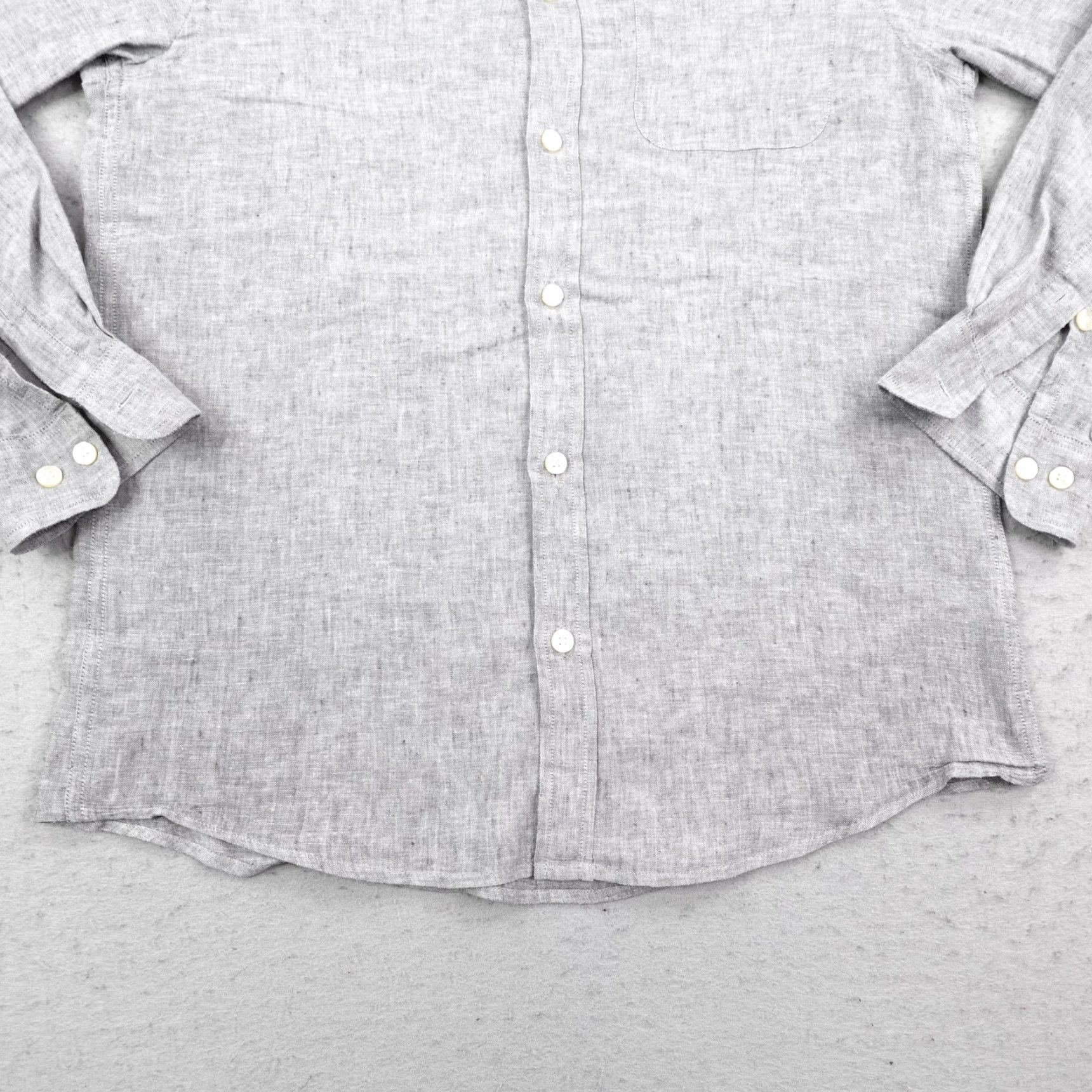Orvis Orvis Shirt Mens Medium Gray Performance Linen Blend Button Up Classic Fit Sleeve Long Sleeve Button-Down Collar-Down Pockets Size US M / EU 48-50 / 2 - 4 Thumbnail