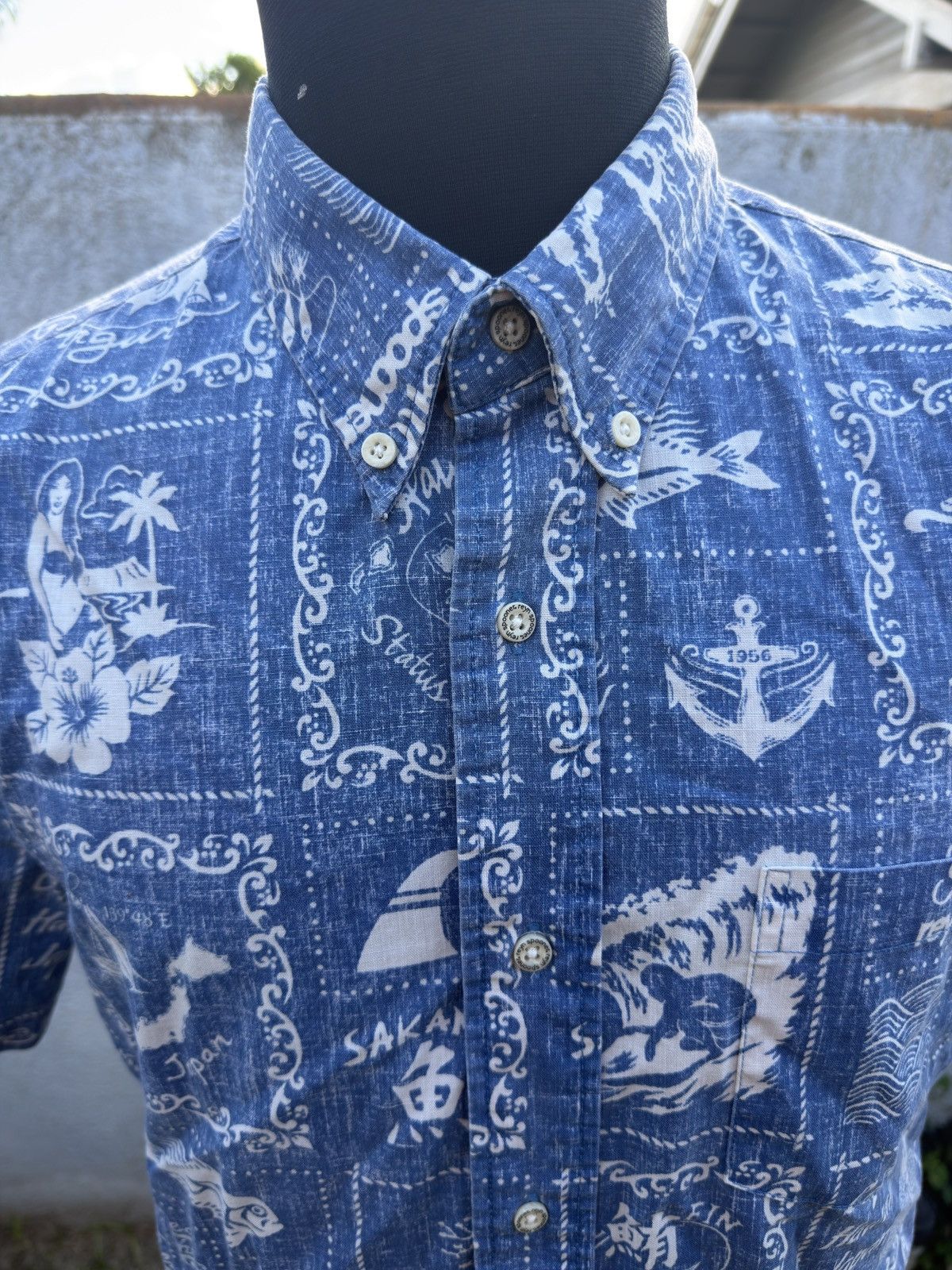 Reyn Spooner PreOwned Reyn Spooner Tailored Fit Hawaiian Blue Men's M Size US M / EU 48-50 / 2 - 3 Thumbnail