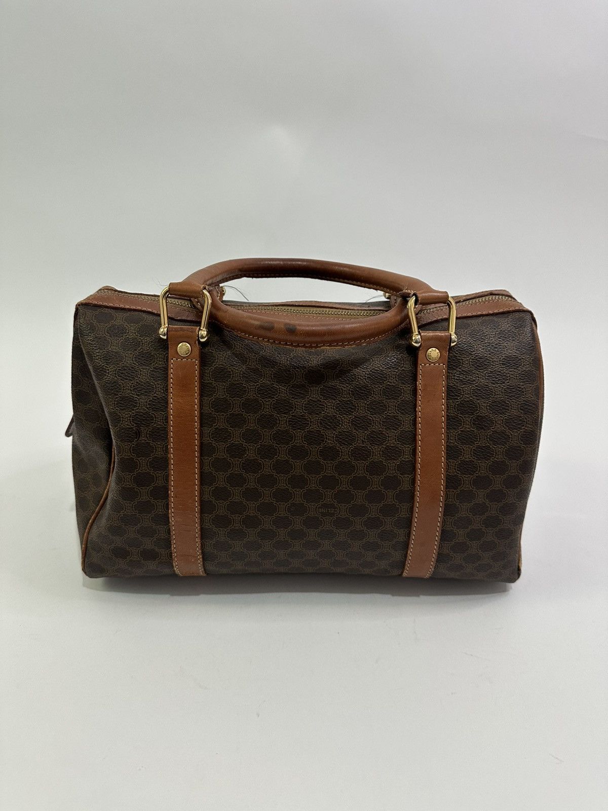 Celine × Vintage Céline Brown Macadam Coated Canvas Boston Bag Size ONE SIZE - 4 Thumbnail