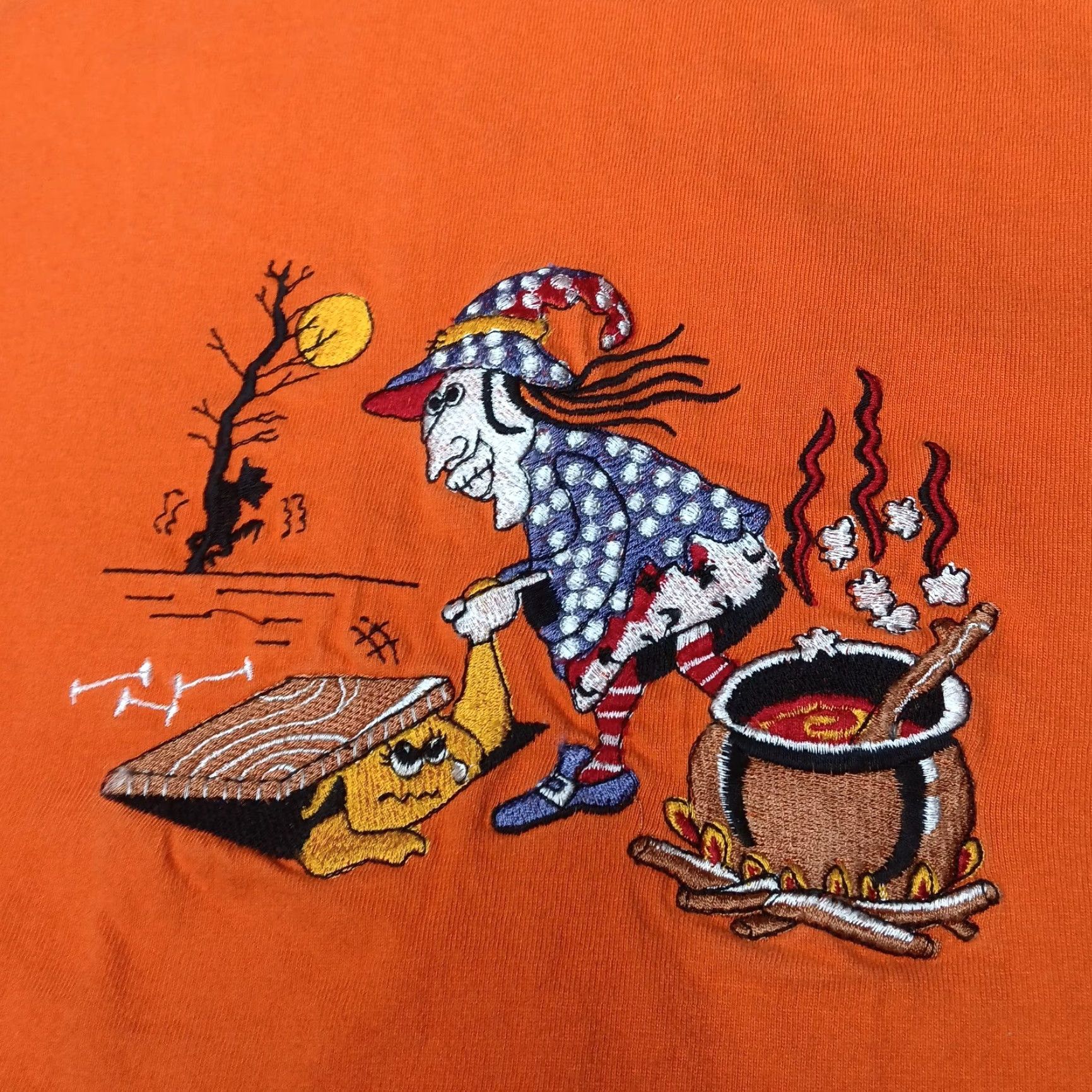 Vintage VINTAGE Shenanigans Halloween Long Sleeve Shirt L Orange Ghost Witch Cauldron Casual Womens Size L / US 10 / IT 46 - 2 Thumbnail