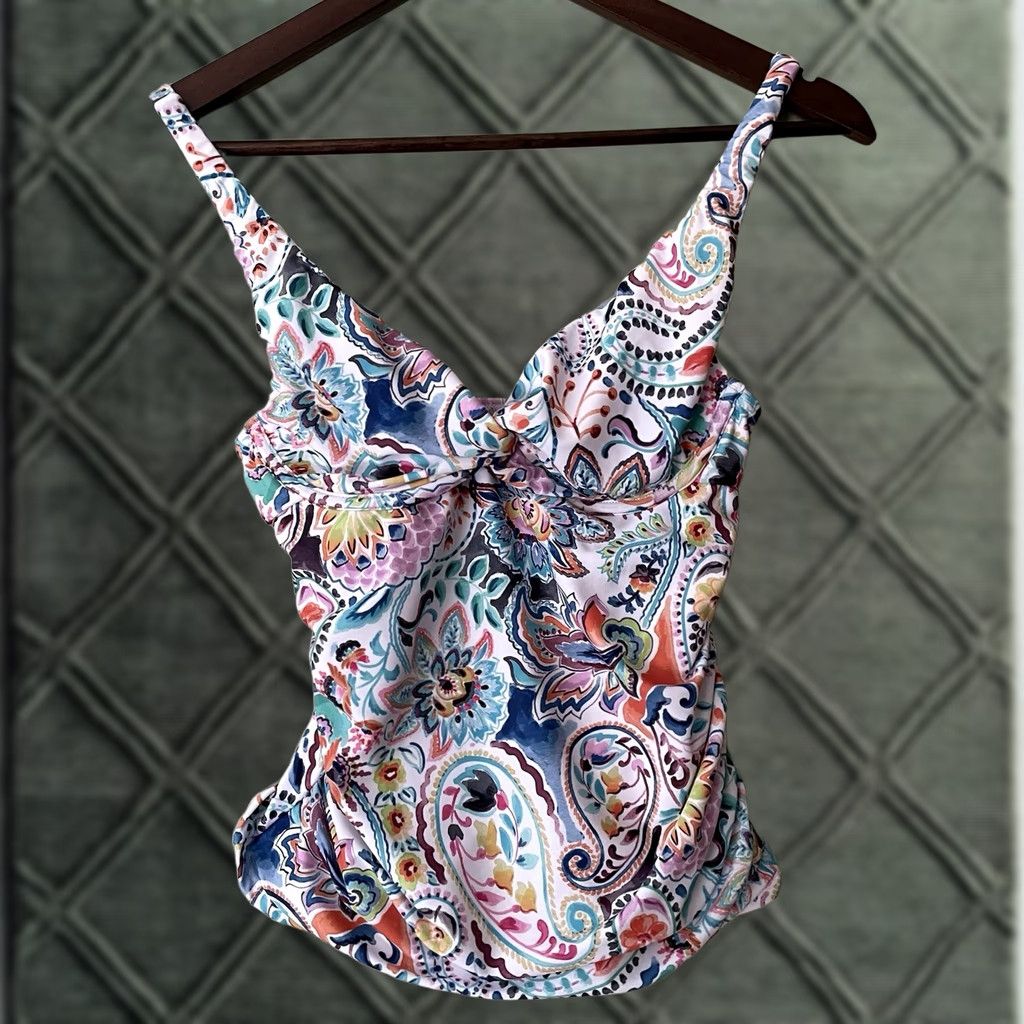 Venus Venus Tankini Top Size 4 Paisley Floral Underwire Adjustable Straps Colorful Tank Woman Multicolor Size S / US 4 / IT 40 - 1 Thumbnail