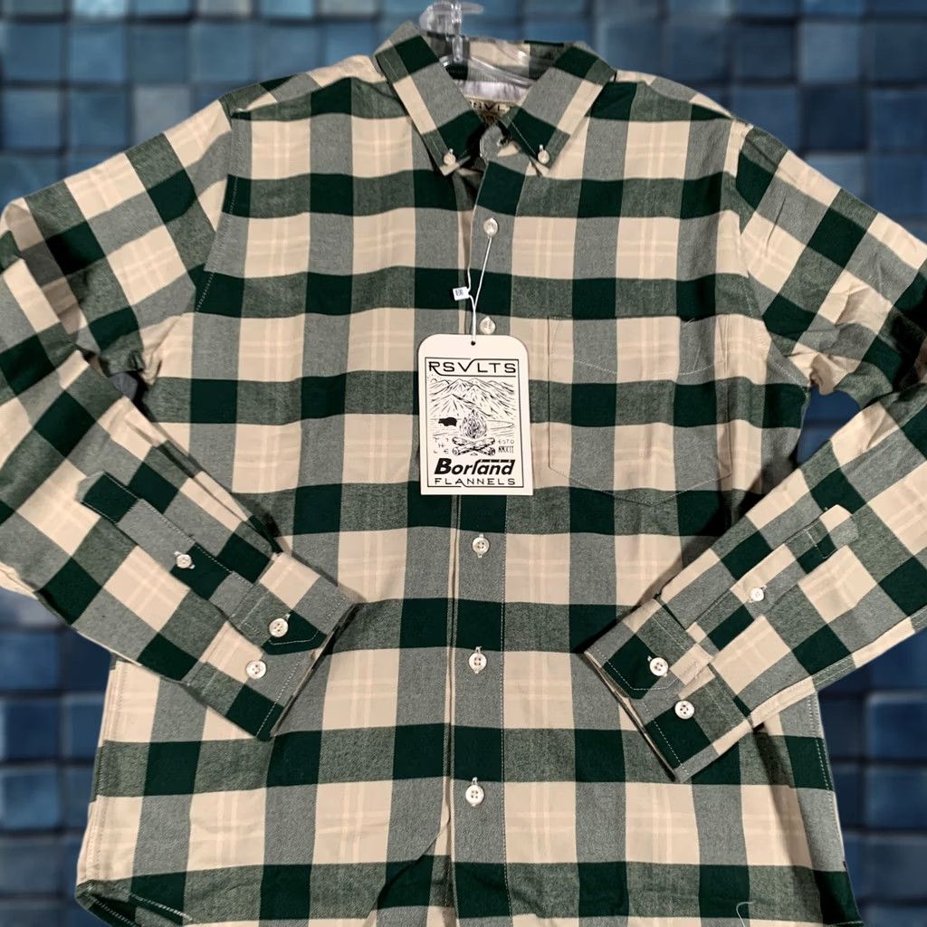 Vintage VINTAGE RSVLTS Borland Flannels Shirt Mens XS Green Tan Plaid Button Down Stretch Top Size US XS / EU 42 / 0 - 1 Thumbnail