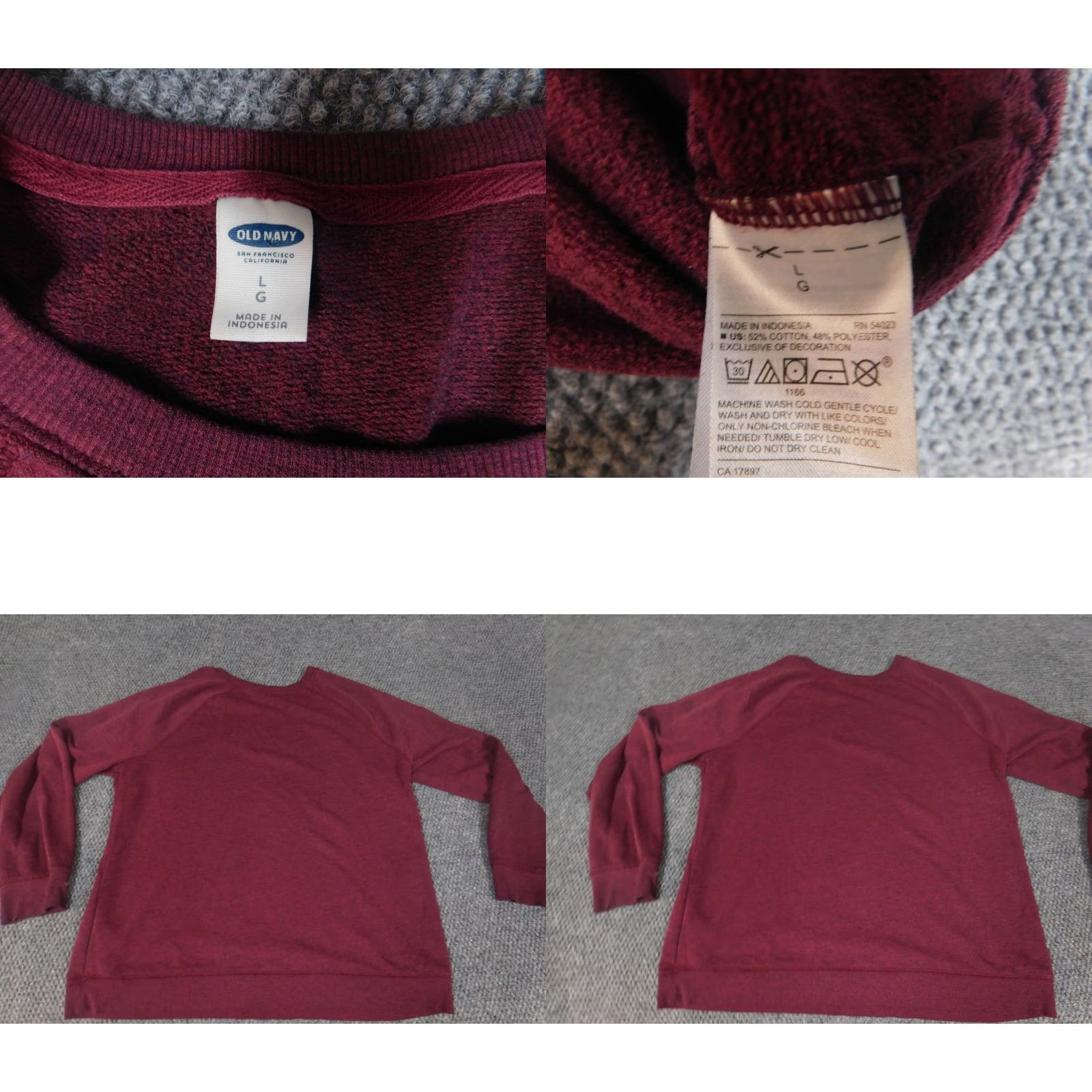 Old Navy Old Navy Womens Sweater Large Burgundy Pullover Crew Neck Long Sleeve Puff Sleeve Bow Button Knit Stretch Regular Size L Womens Pullover Sweater Size L / US 10 / IT 46 - 8 Thumbnail