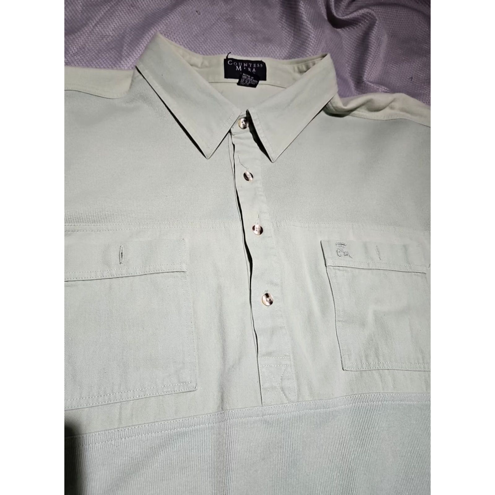 Countess Mara Countess Mara Polo Shirt - Mens - Mint Green - Ribbed Knit - Button - Size 4XL - Pre-Owned - Condition Check Size US XXL / EU 58 / 5 - 2 Thumbnail