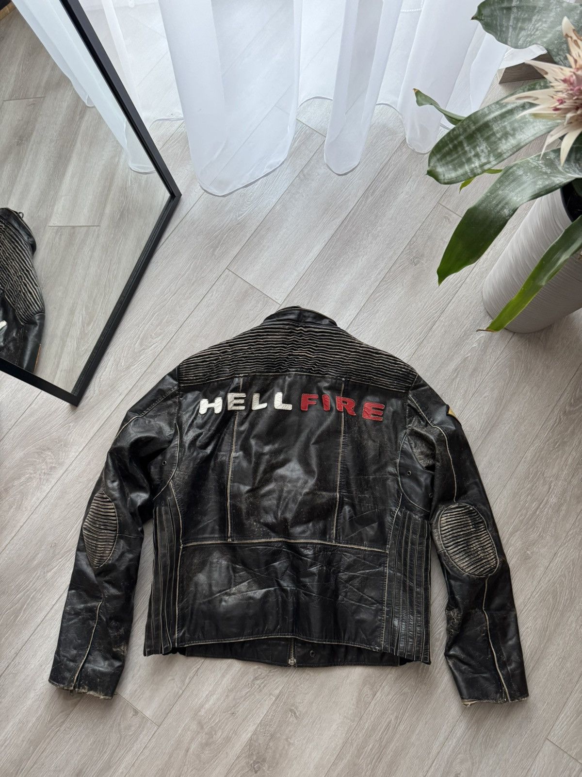 Vintage Vintage Hell Fire Moto Racing Leather Jacket Size US XL / EU 56 / 4 - 8 Thumbnail