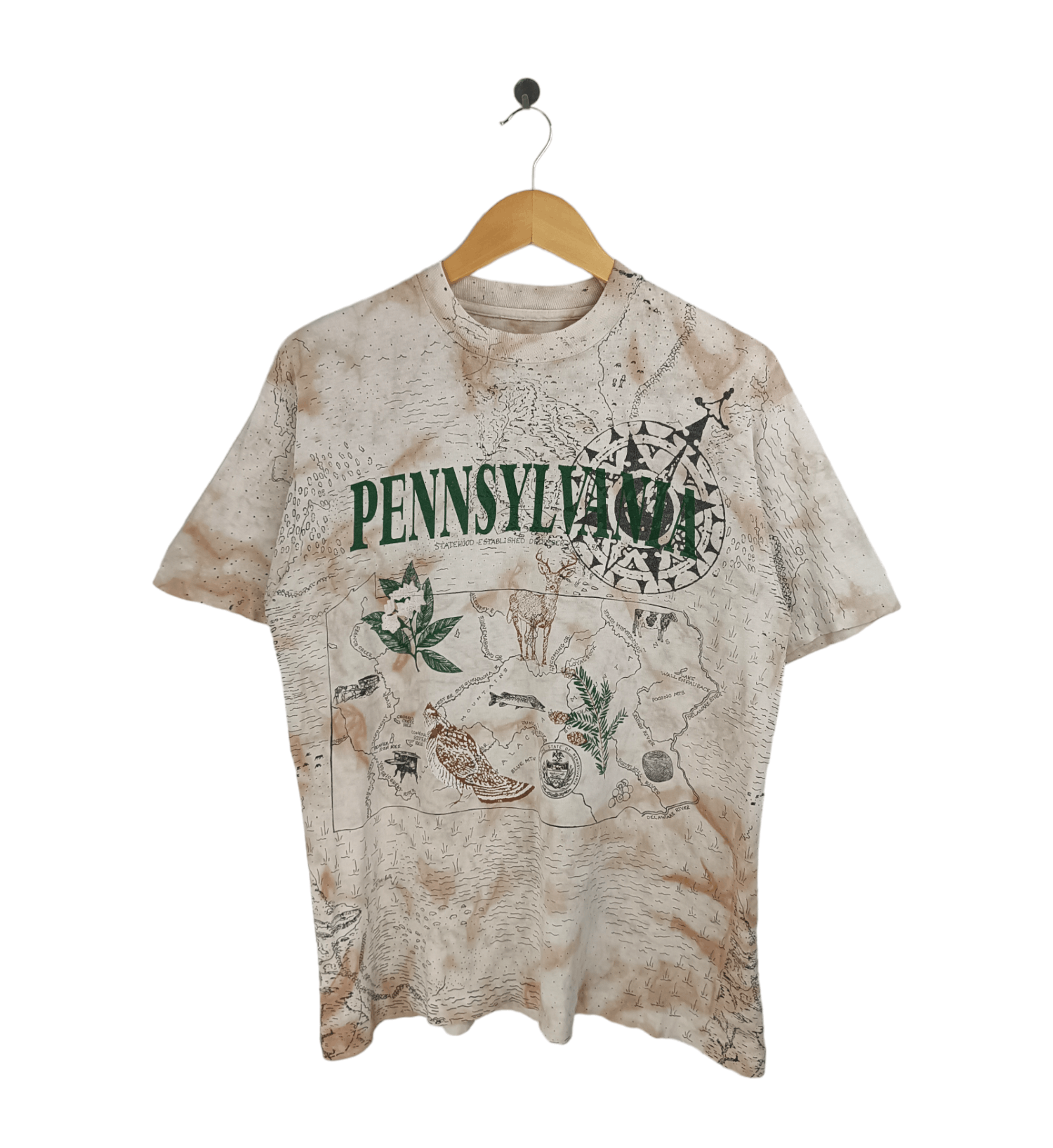 Vintage VINTAGE 90'S PENNSYLVANIA STATE AOP MAP TEE VERY RARE OVP Size US M / EU 48-50 / 2 - 1 Thumbnail