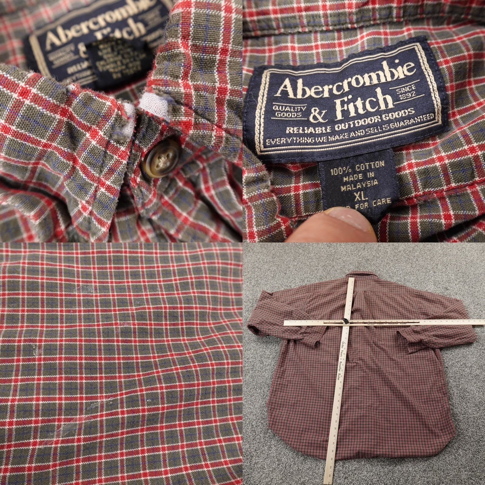 Abercrombie & Fitch VINTAGE Abercrombie & Fitch Shirt Mens XL Red Long Sleeve Button-Up 90s Y2K 00s Size US XL / EU 56 / 4 - 8 Thumbnail