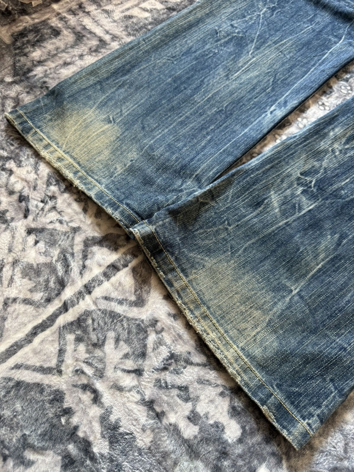 If Six Was Nine Red Peper Japan Faded Wrinkle Wash Flared Wide Leg Jeans Size US 36 / EU 52 - 17 Thumbnail