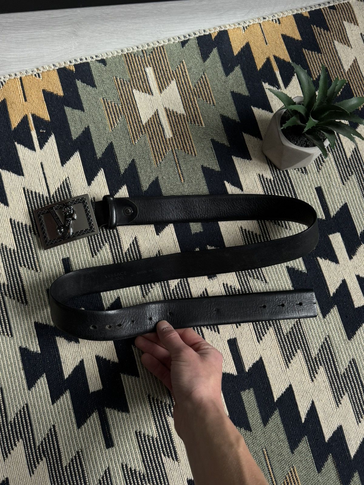 Versace Versace Jeans Big Bunckle Metal Logo Belt Size ONE SIZE - 3 Thumbnail