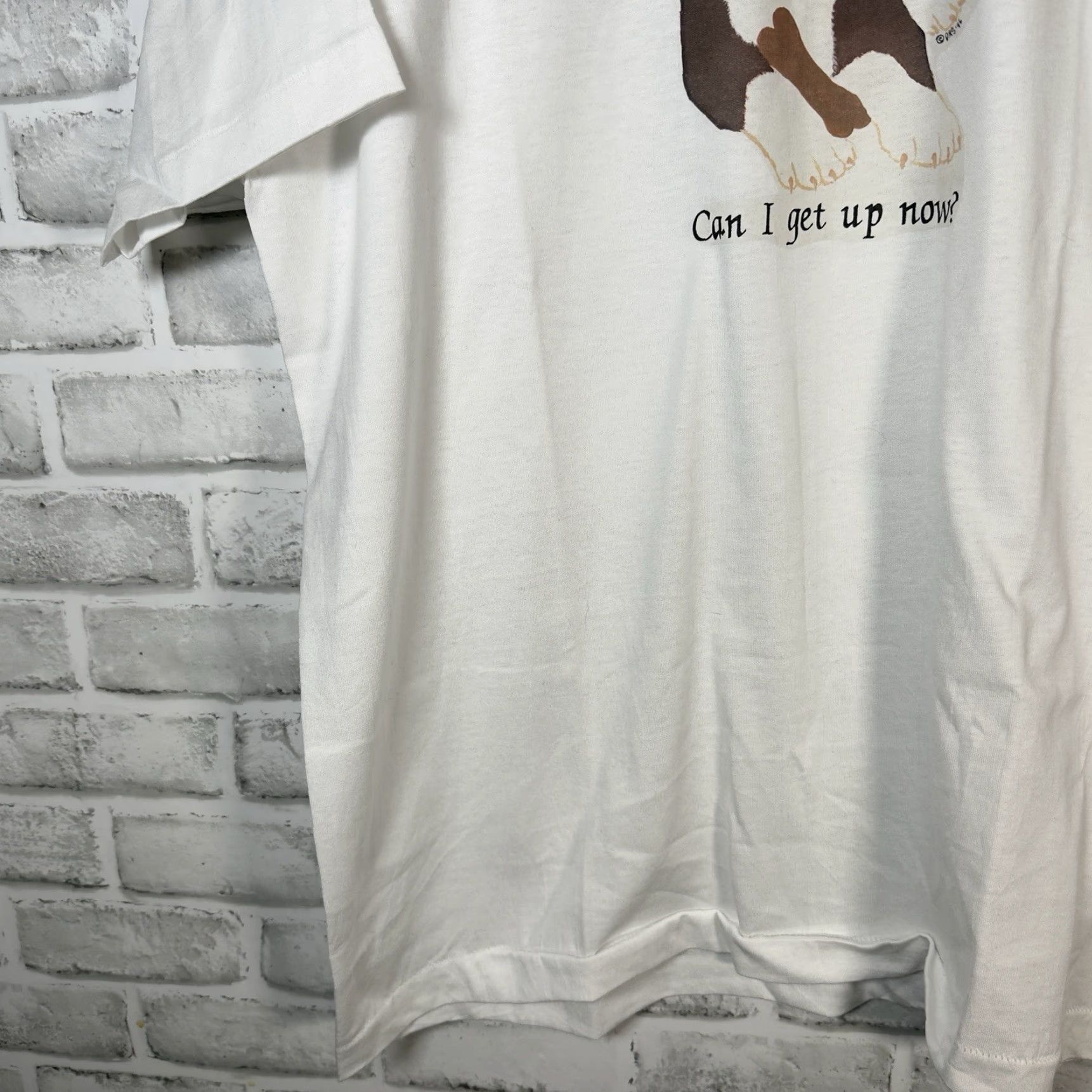 Vintage VINTAGE 1996 Dog Graphic T-Shirt Men XL White USA Patriotic Single Stitch Size US XL / EU 56 / 4 - 3 Thumbnail