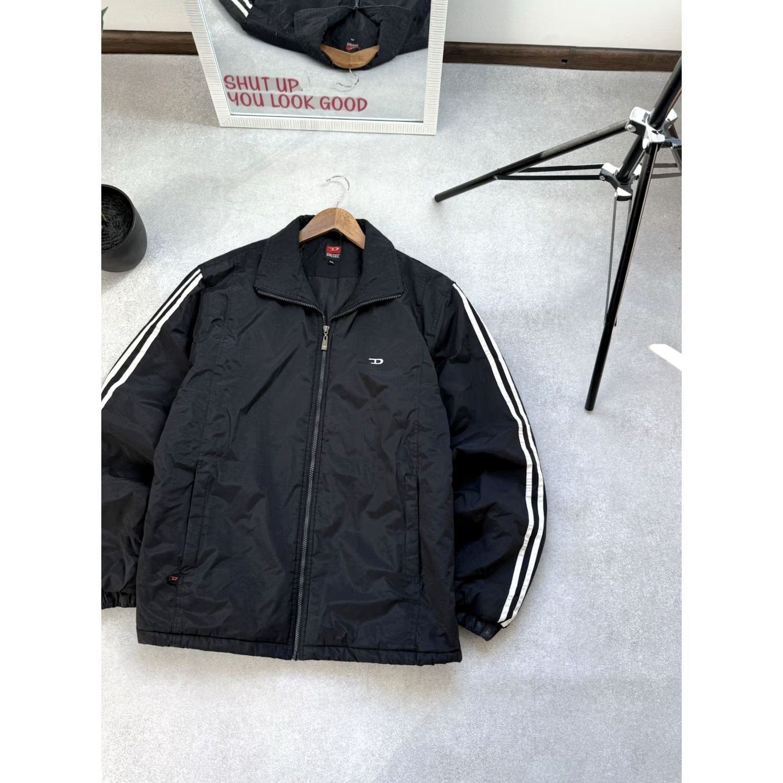 Diesel VINTAGE Diesel Bomber Jacket Distressed Black Nylon Men’s XL Logo Y2K 90s Size US XXL / EU 58 / 5 - 3 Thumbnail
