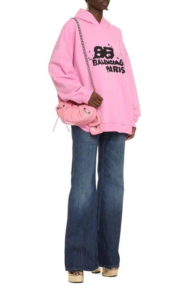 Balenciaga o1la1rc1a0824 Large Fit Hoodie in Pink/Black Size XS / US 0-2 / IT 36-38 - 3 Thumbnail