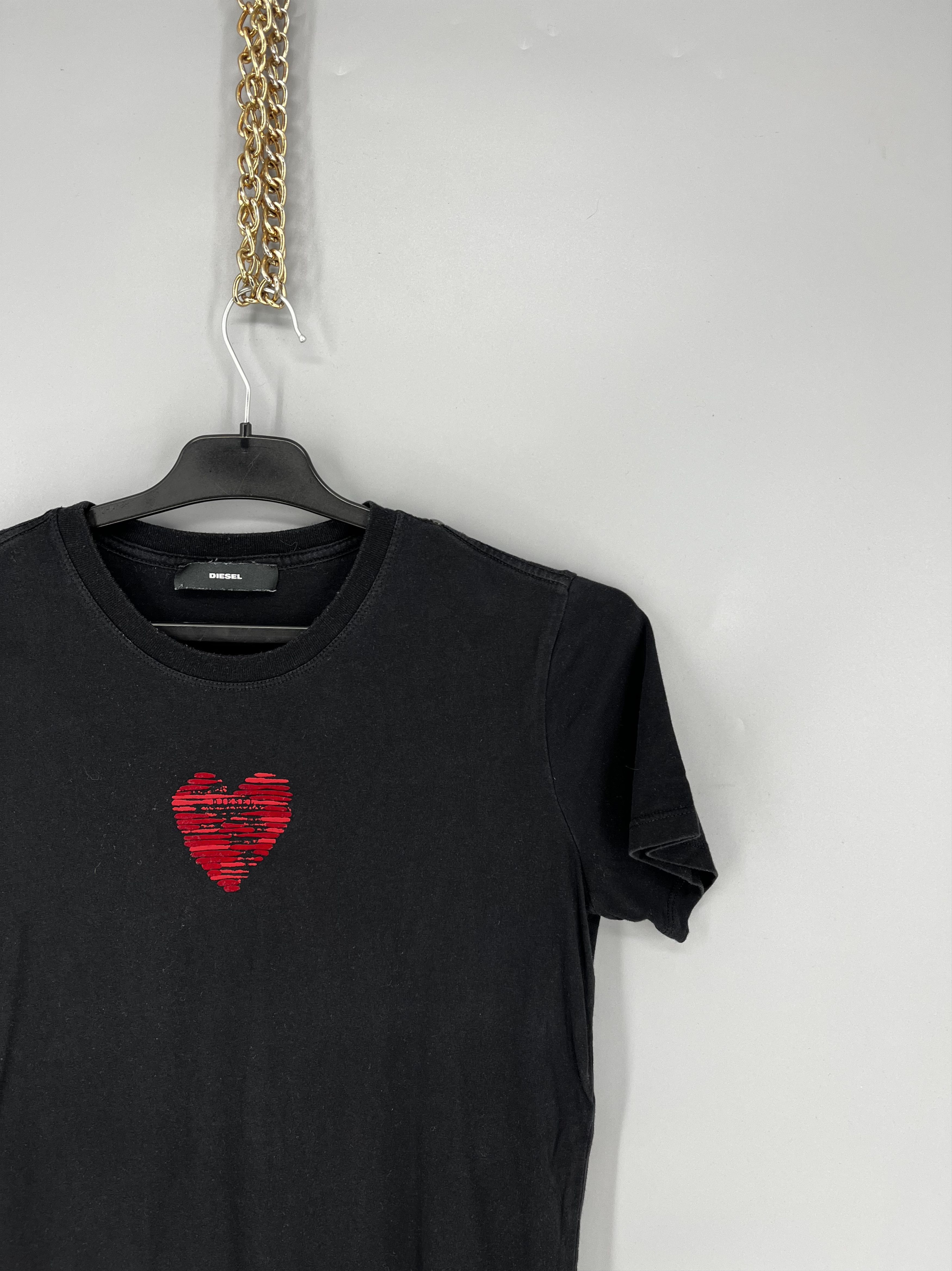 Diesel Diesel Women’s Black Tee Striped Heart Design Size S / US 4 / IT 40 - 5 Thumbnail