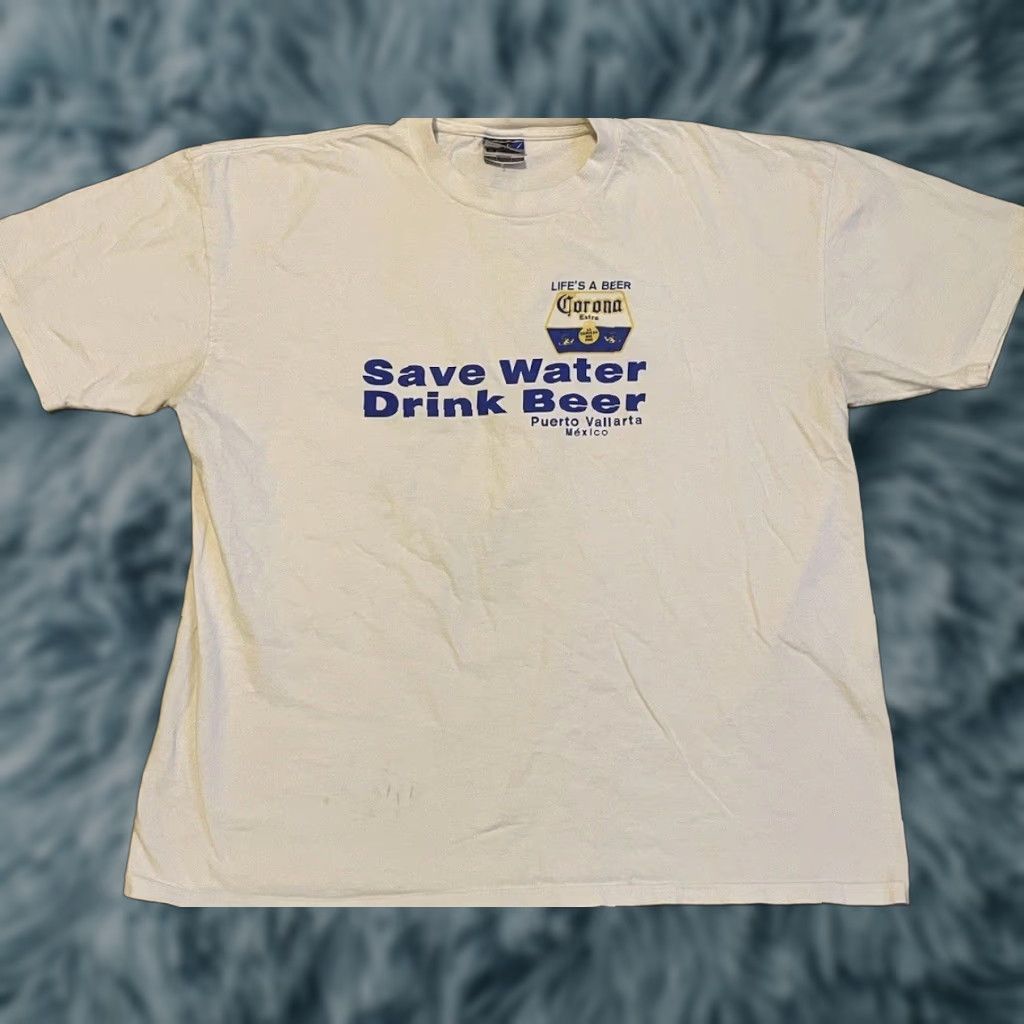 Vintage VINTAGE Corona Save Water Drink Beer Faded Shirt 2XL White Men T-Shirt Grunge 90s Y2K Funny Bar Mexico Beach Drinking Salmon? Size US XXL / EU 58 / 5 - 1 Thumbnail
