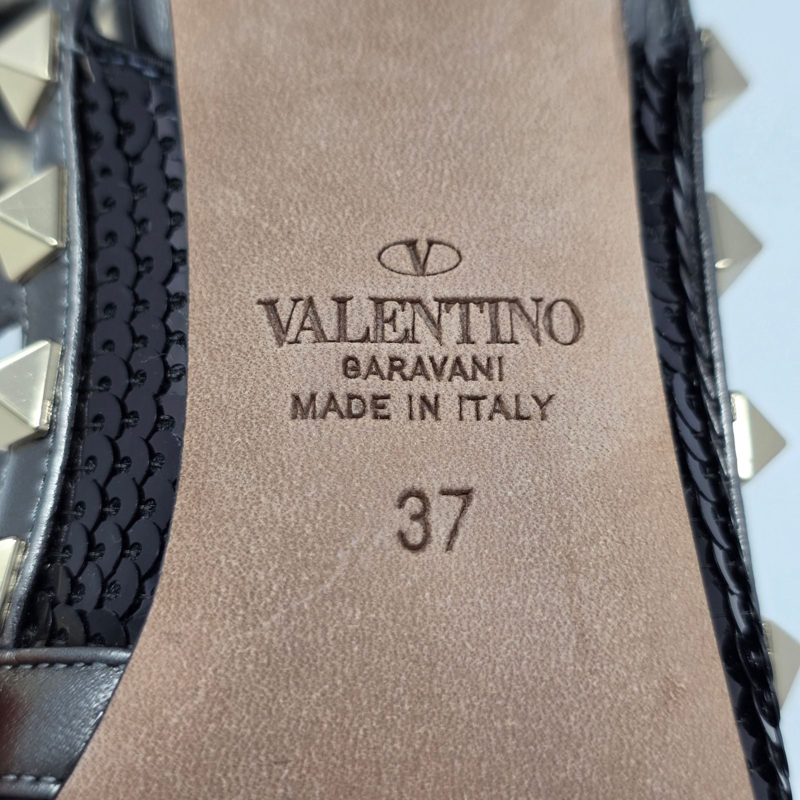 Valentino Valentino Rockstud Sequin Caged Pumps IT 37 Black Size US 7 / IT 37 - 6 Thumbnail
