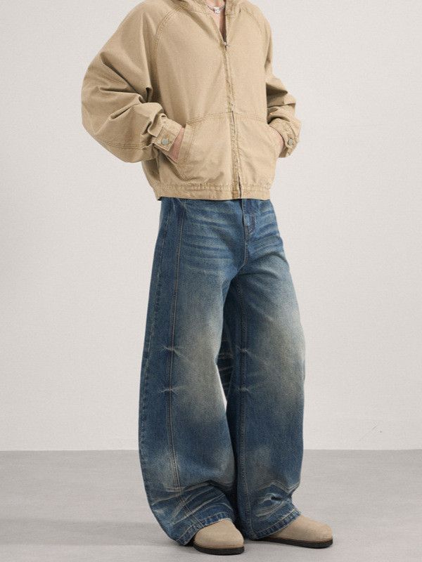 Japanese Brand Vintage whiskered distressed straight loose curved jeans Size US 32 / EU 48 - 3 Thumbnail