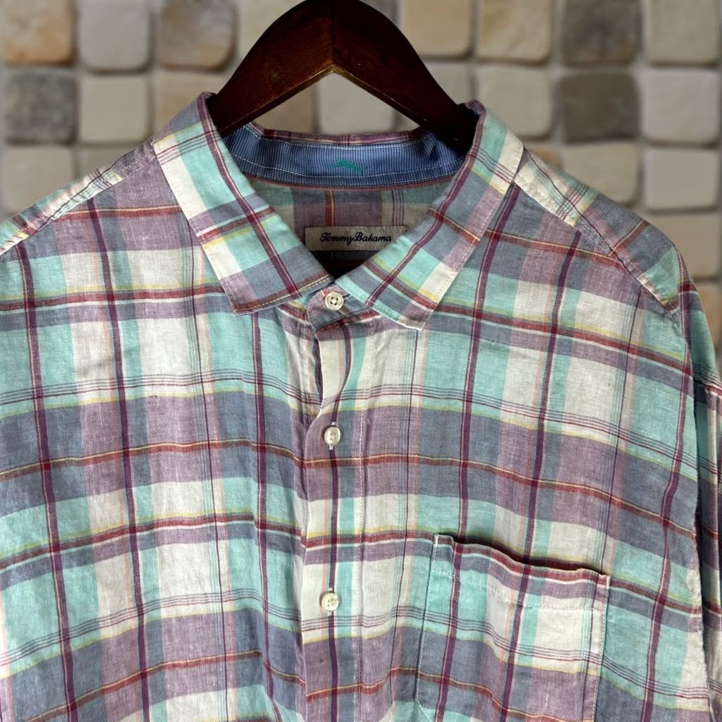 Tommy Bahama Tommy Bahama Button Up Mens 2XL Multicolor Plaid 100% Linen Long Sleeve Shirt Size US XXL / EU 58 / 5 - 1 Thumbnail