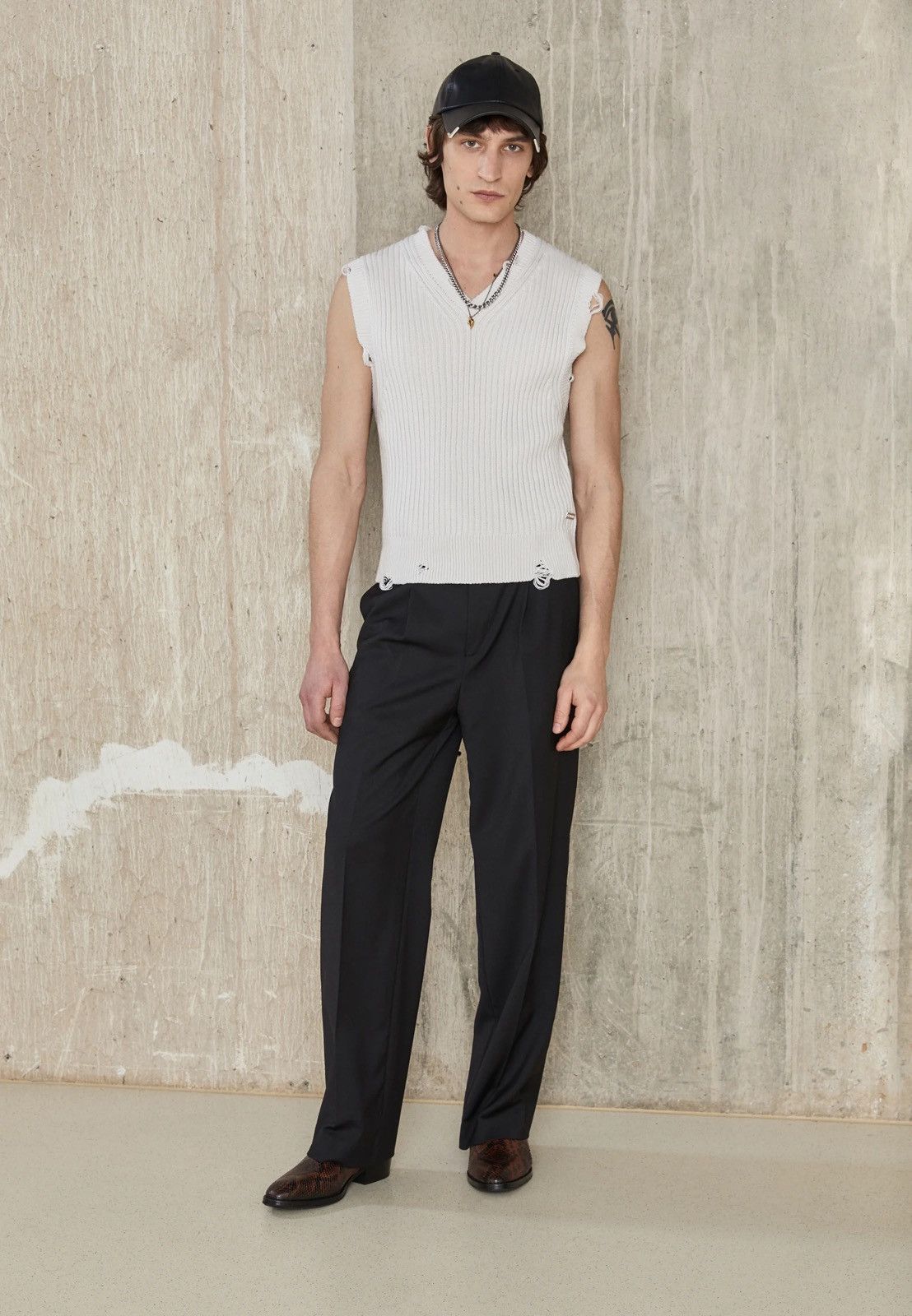 !DS! SS23 Han Kjobenhavn Distressed Knit Cream Vest