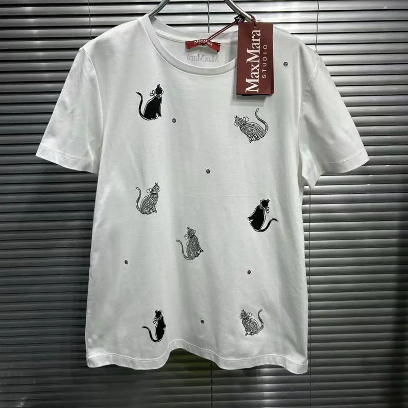 Max Mara MaxMara Summer White Cotton T-Shirt 0089 Size M / US 6-8 / IT 42-44 - 1 Thumbnail