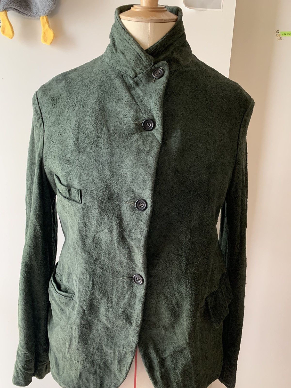 Paul Harnden Shoemakers Paul Harnden Moss Green Leather Blazer Size 44S - 14 Thumbnail