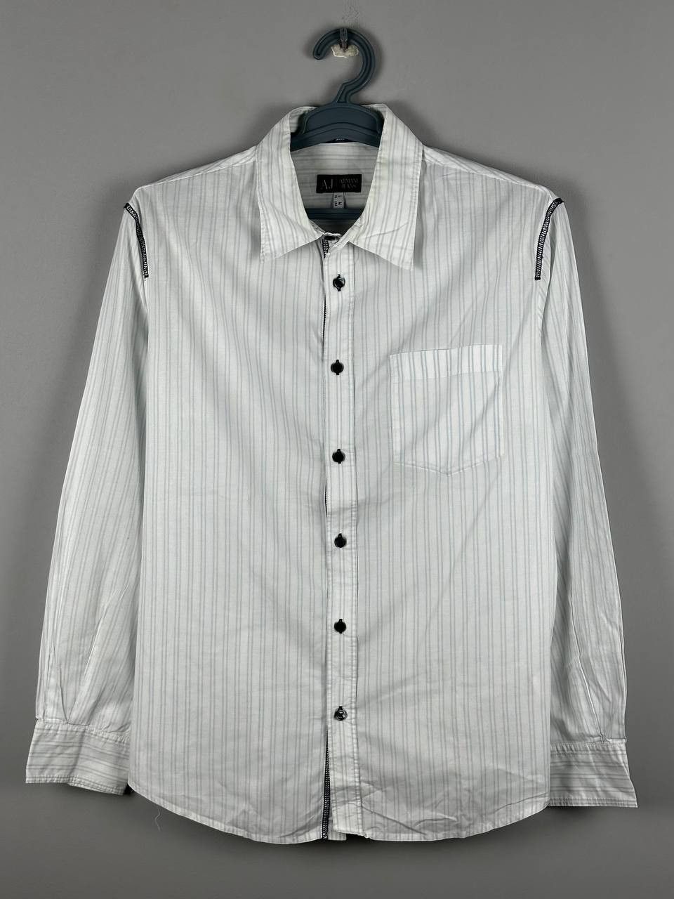 Armani Rare Vintage Armani Jeans Shirt Long Sleeve Striped Shirt Size US M / EU 48-50 / 2 - 1 Thumbnail