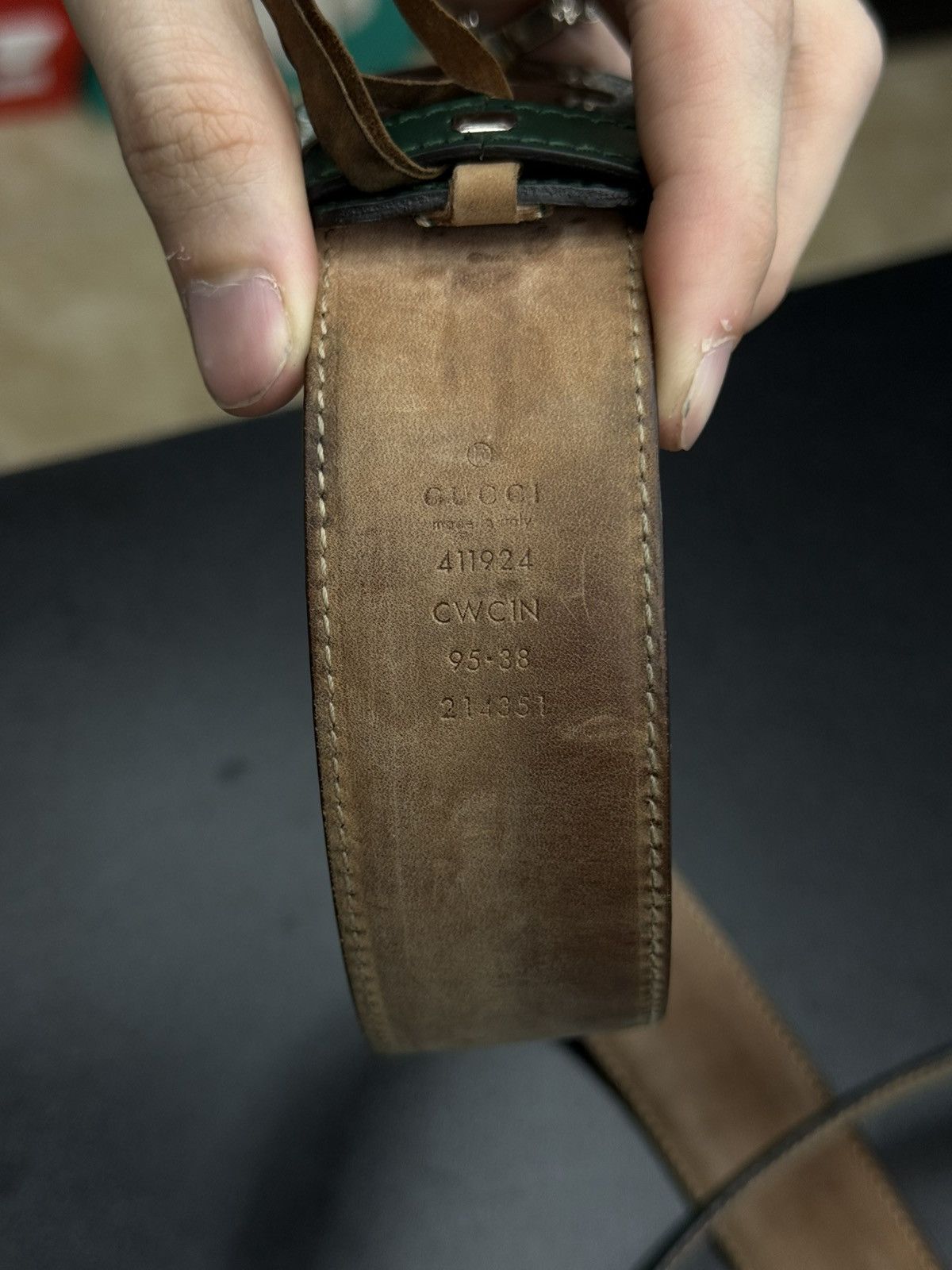 Gucci Gucci Green Monogram Belt Size 95/38 🧼 Size 38 - 9 Thumbnail