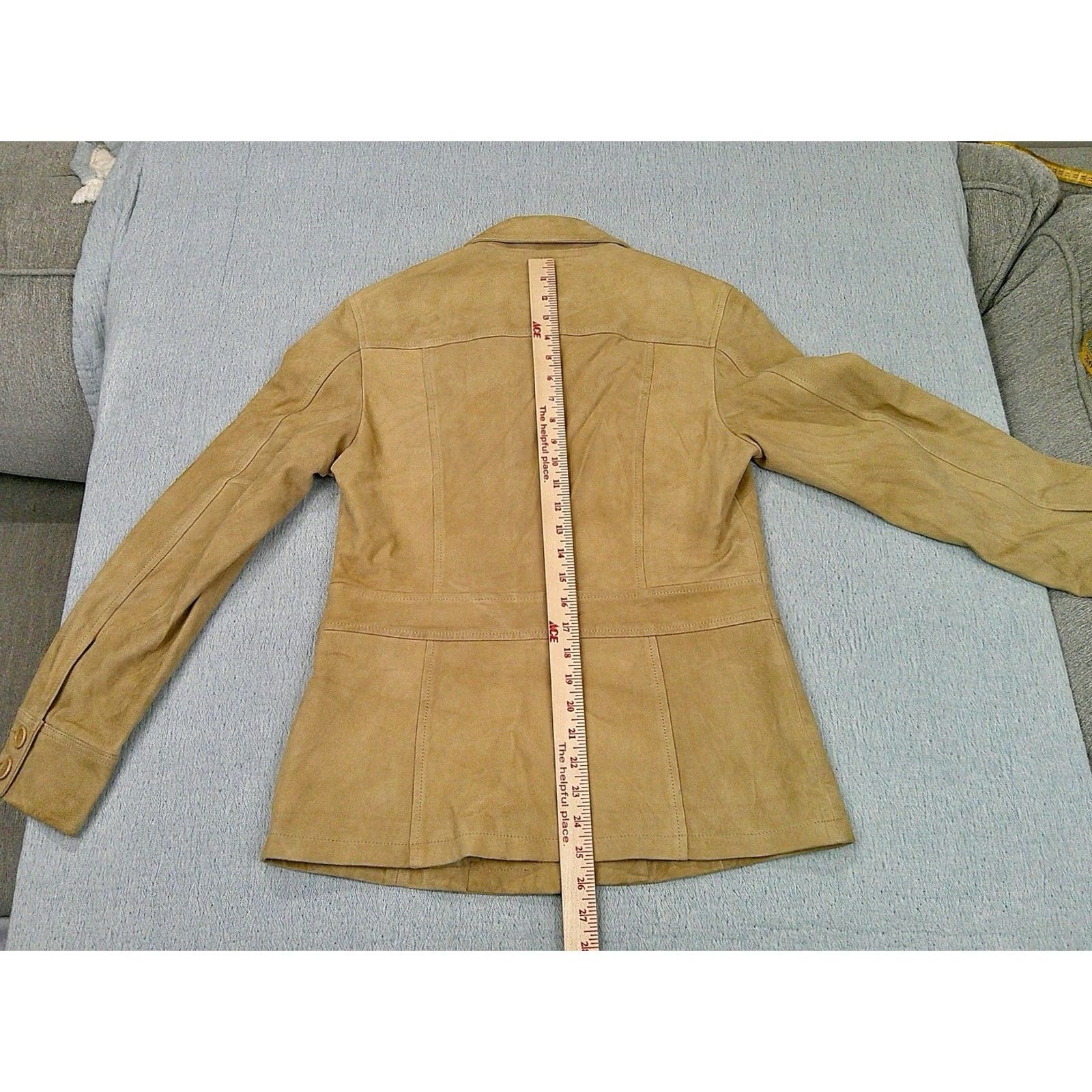 Faconnable Faconnable Goatskin Jacket Medium Women's Long Sleeve Button Down Beige Leather Size M / US 6-8 / IT 42-44 - 5 Thumbnail