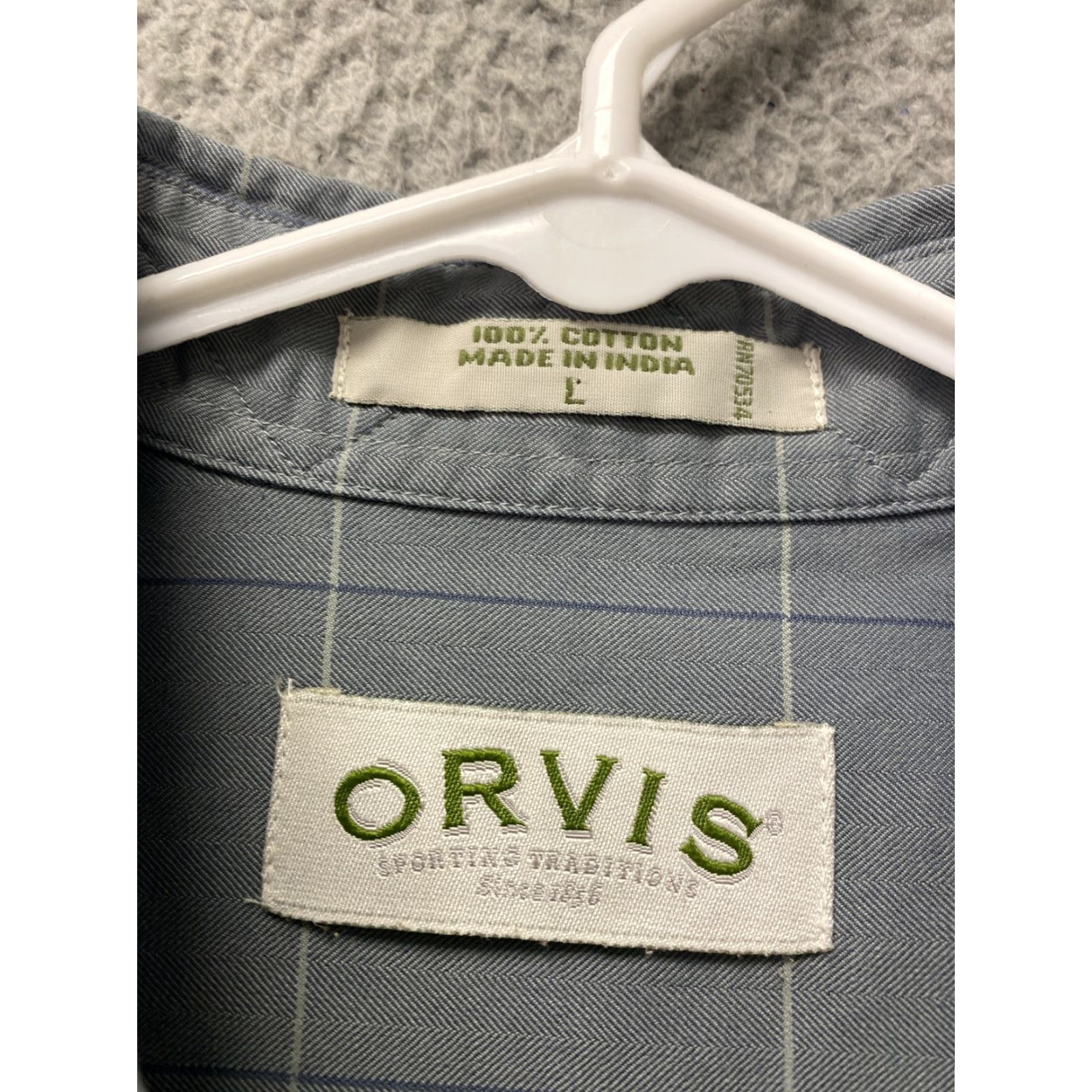 Orvis ORVIS Work Long Sleeve Button-Up Shirt Gray Check Plaid Adult Large Wrinkle Free Mens Size US L / EU 52-54 / 3 - 5 Thumbnail